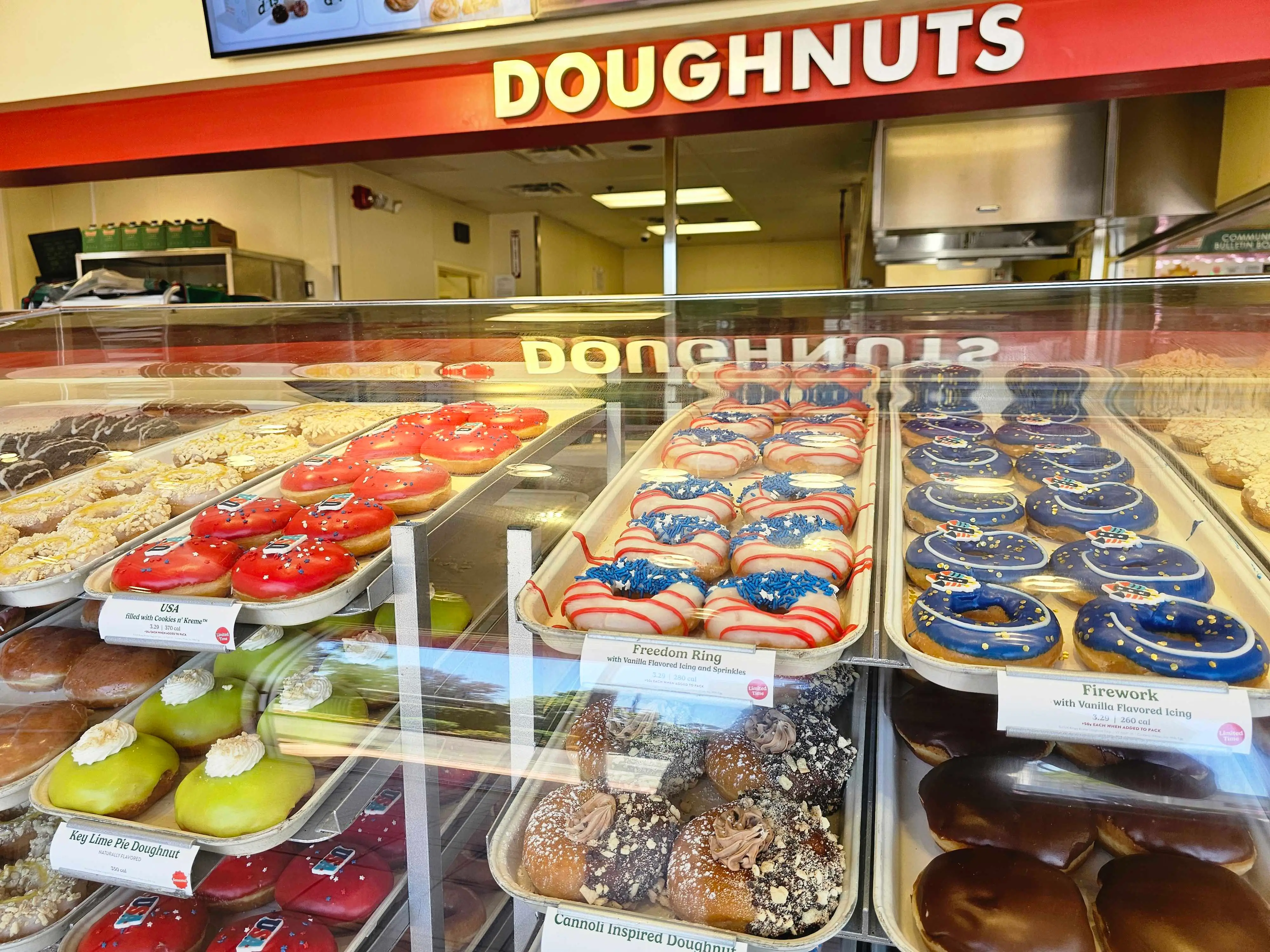 The doughnut display at Krispy Kreme