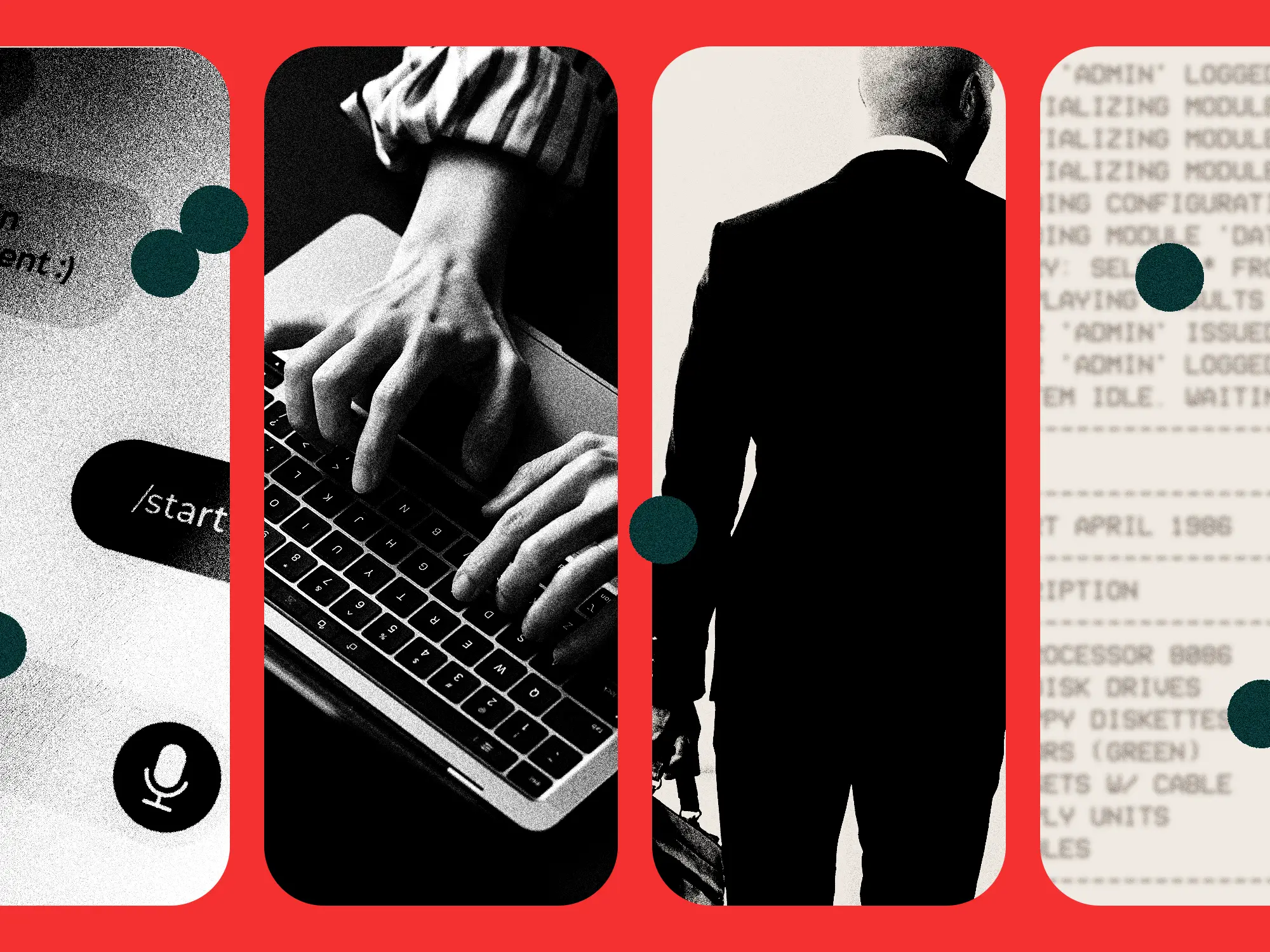 A photo collage featuring a lawyer and AI prompt imagery