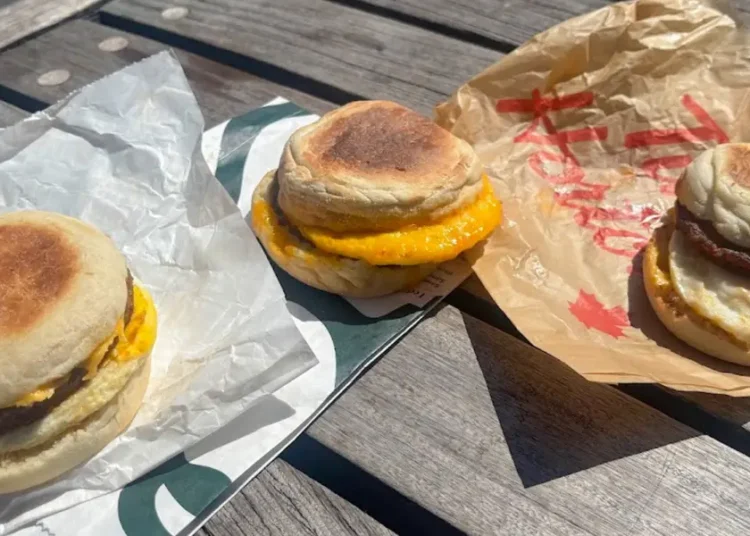 I tried breakfast sandwiches from Dunkin’, Starbucks, and Tim Hortons. My favorite tasted fresh and flavorful.