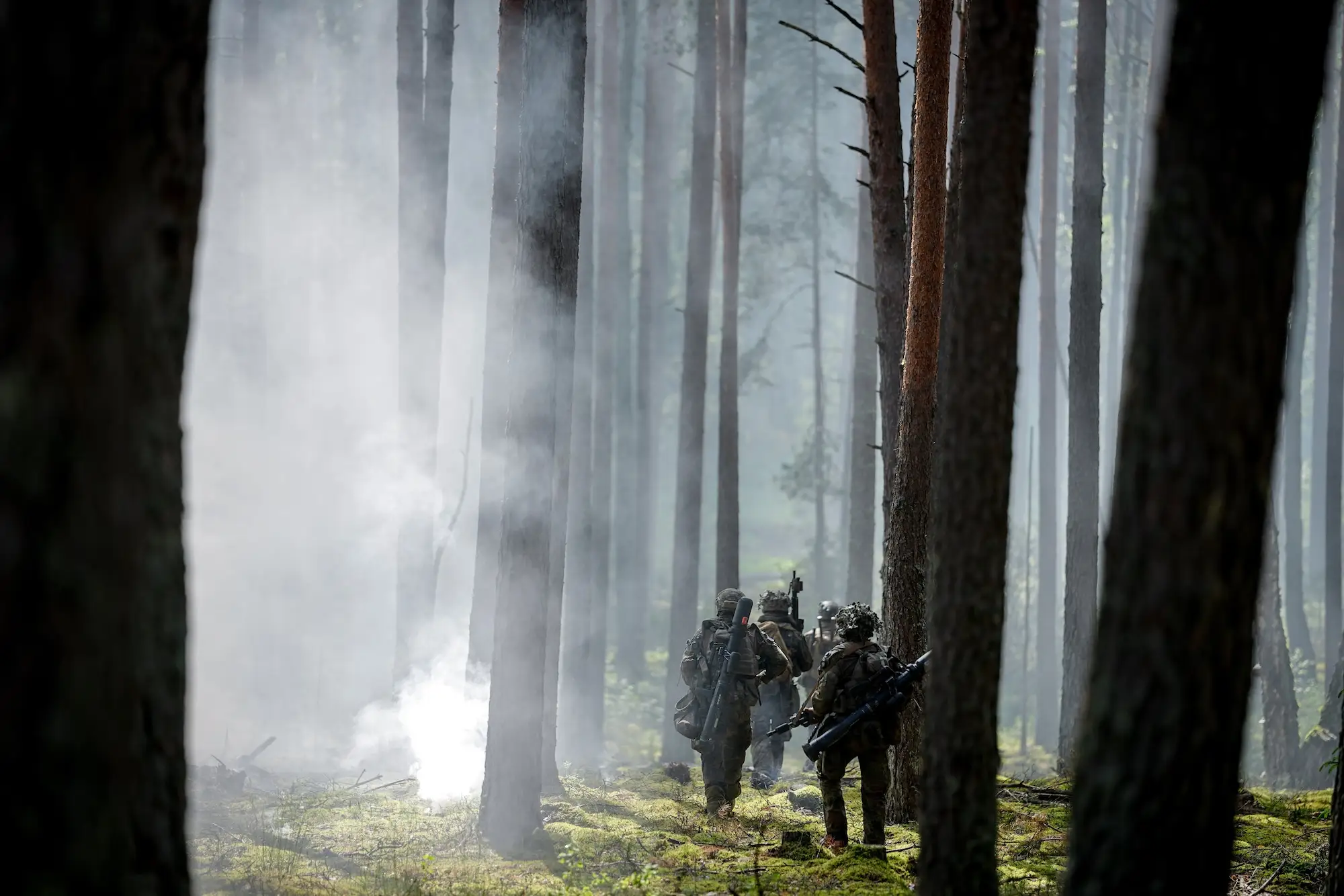 German Army troops moved through smoke during the Freedom Shield 2026 exercise in Lithuania.