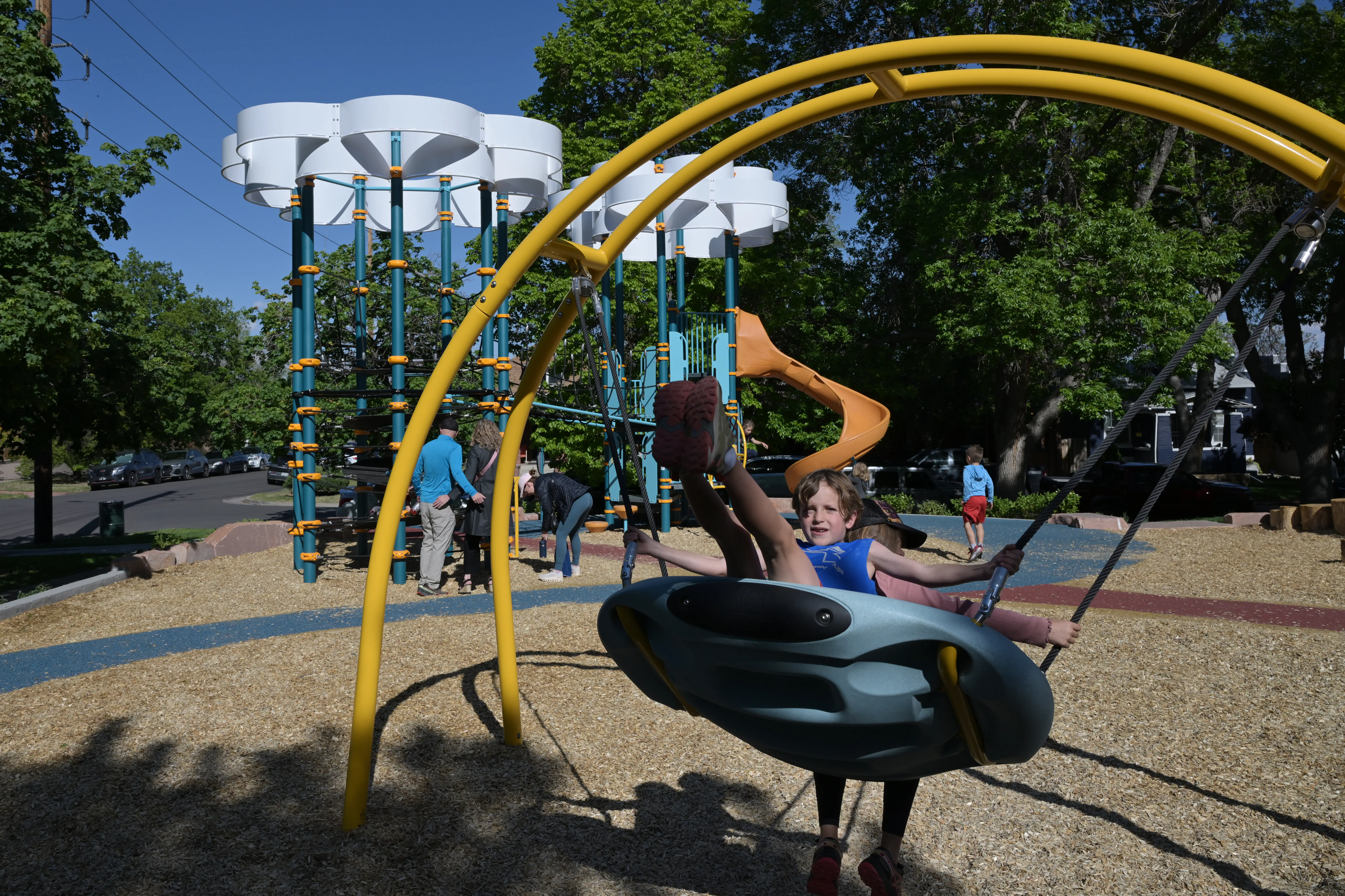 A boy enjoyed playing at a new park in Denver, Colorado, inMay 2026.