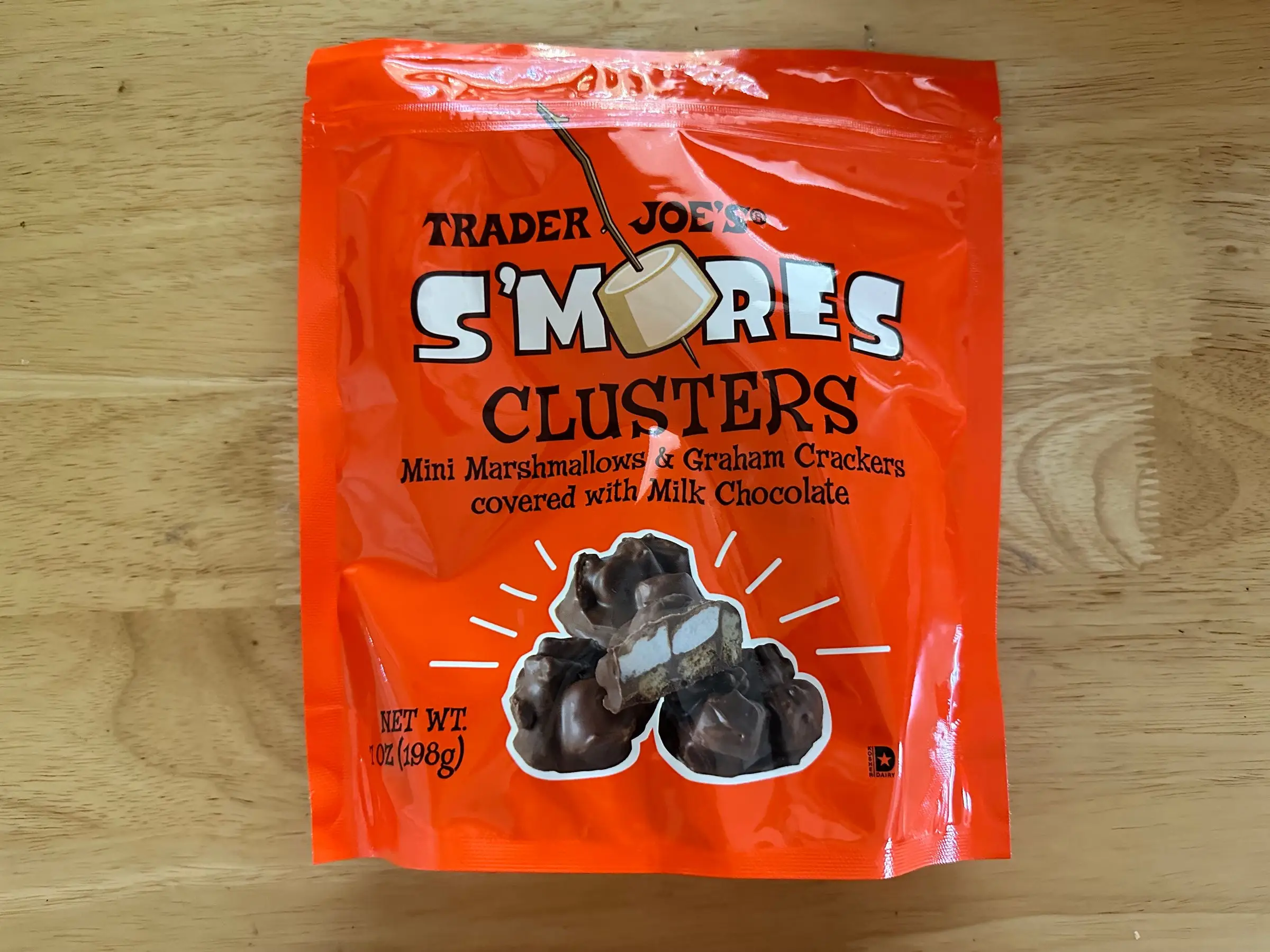 A bag of Trader Joe's s'mores clusters.