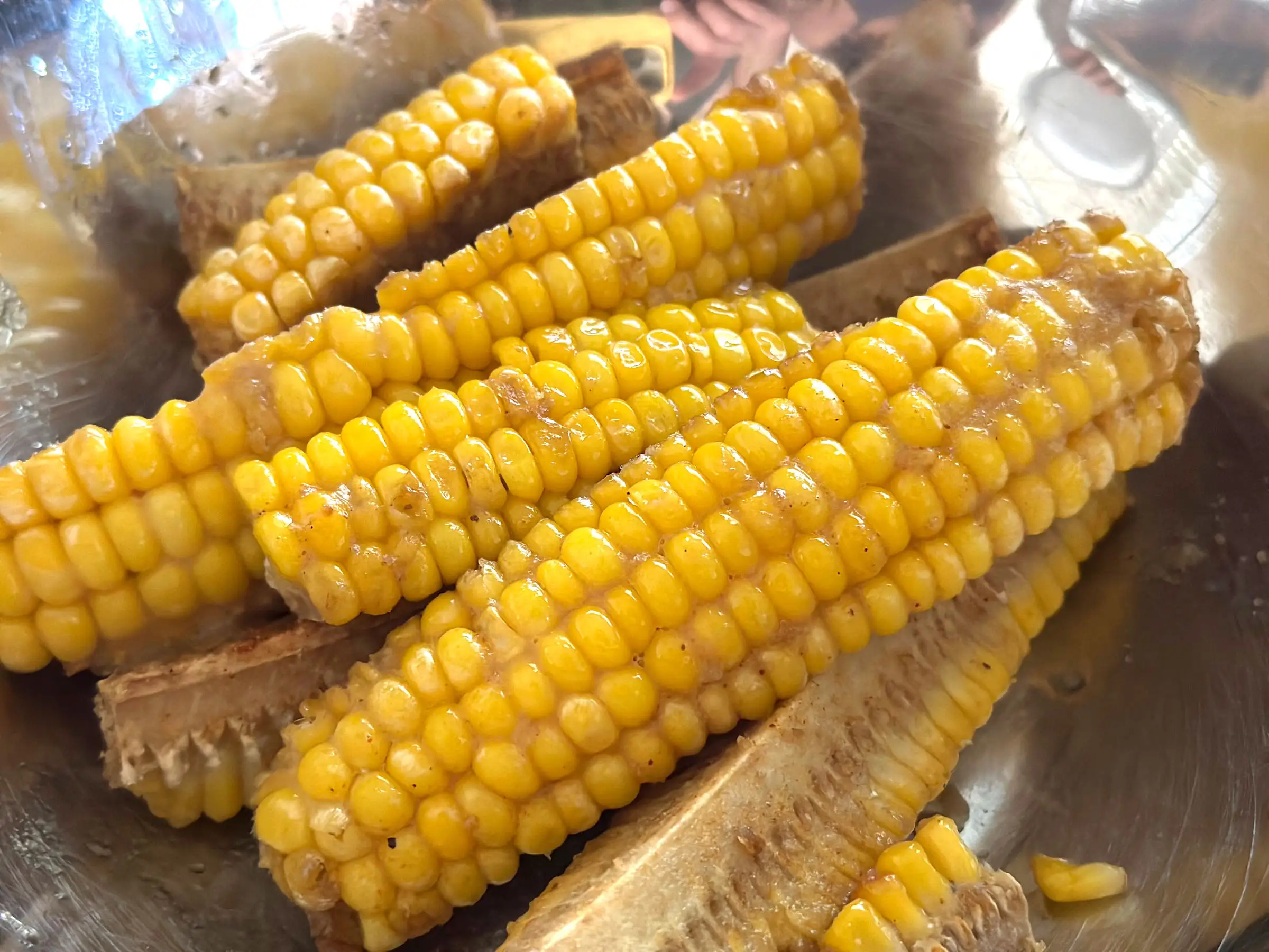 A close-up of Trader Joe's corn ribs.