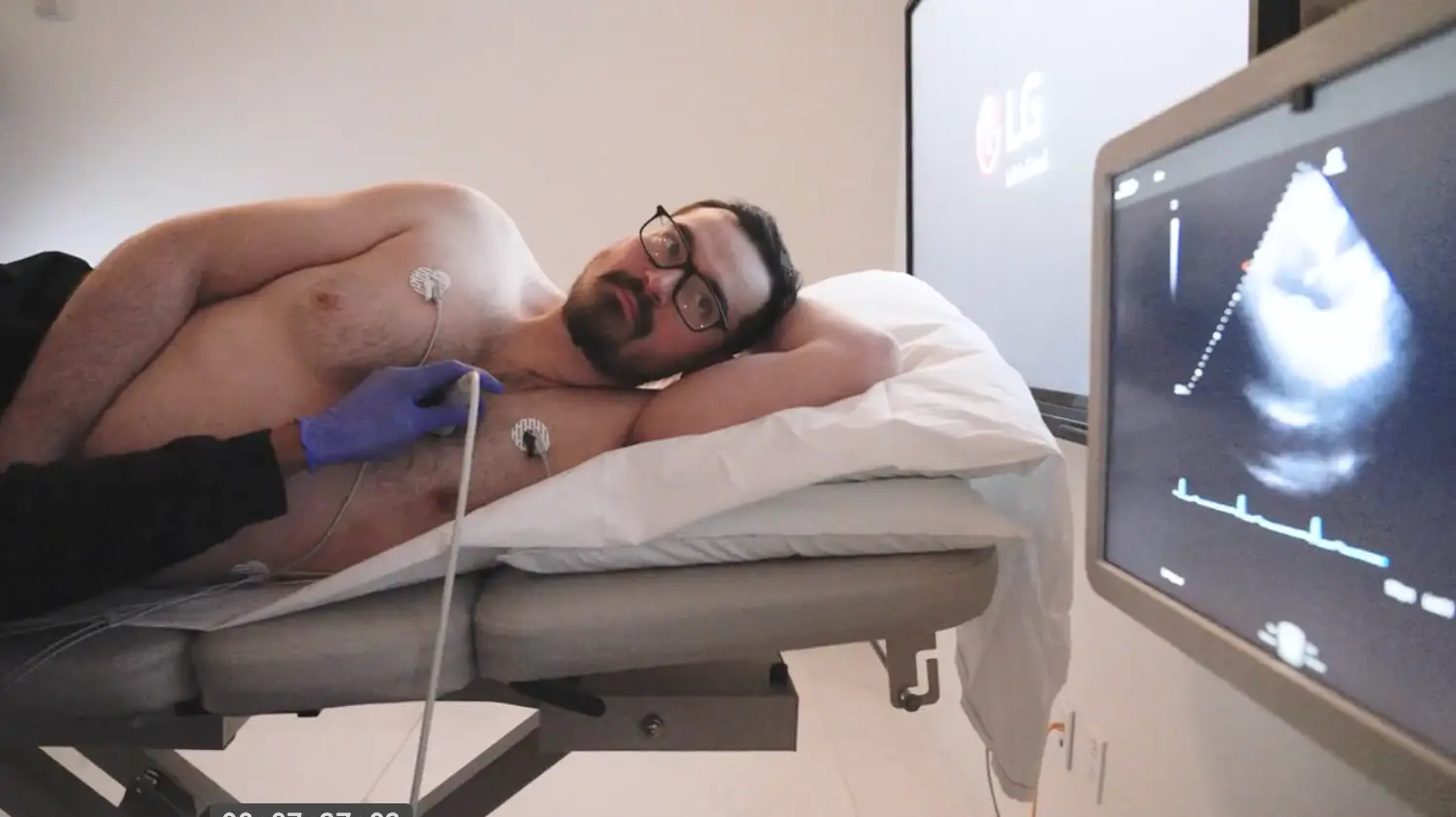 Business Insider producer Daniel Allen getting his heart examined at Human Longevity clinic.