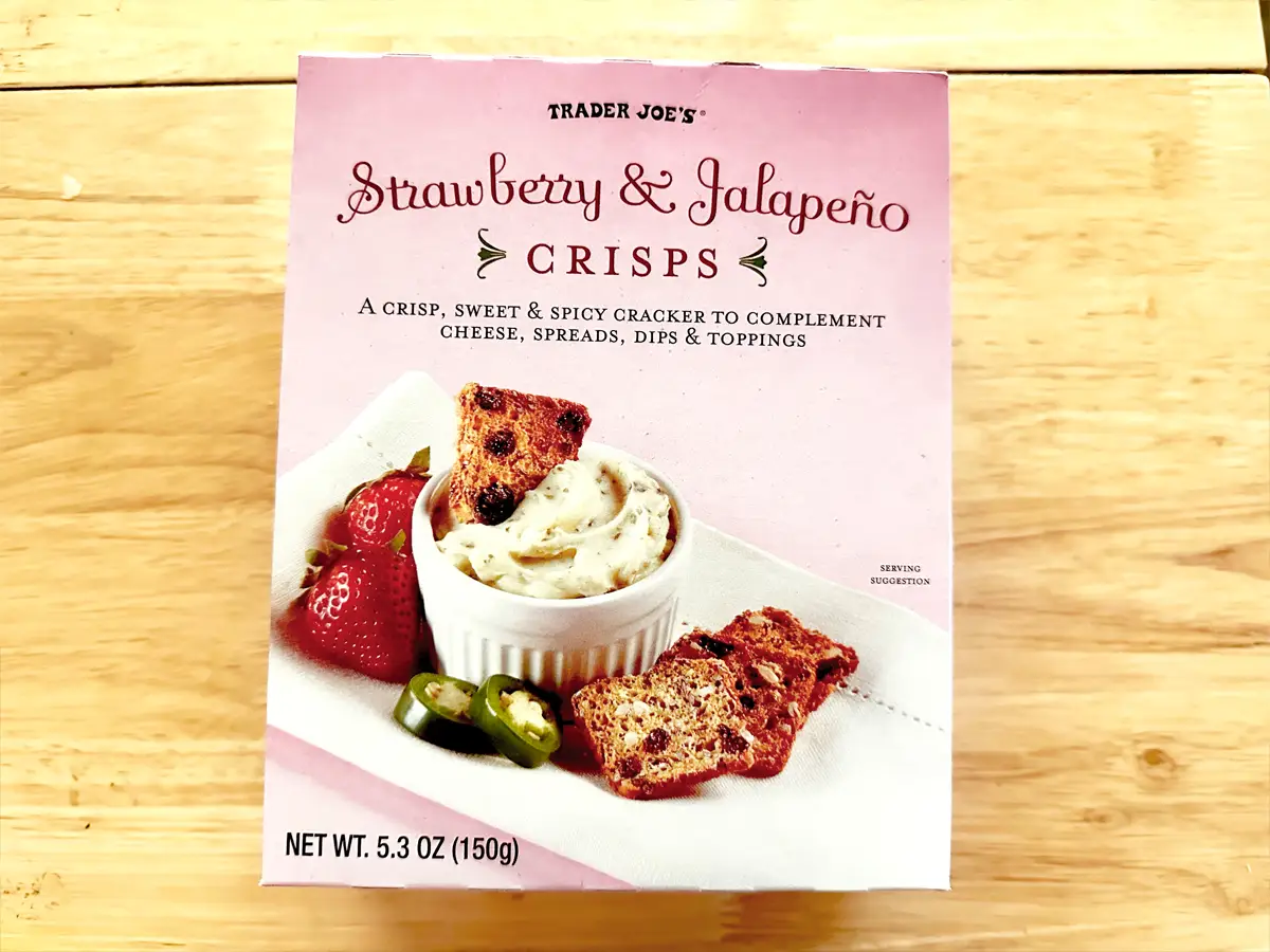 A box of Trader Joe's strawberry-and-jalapeño crisps.