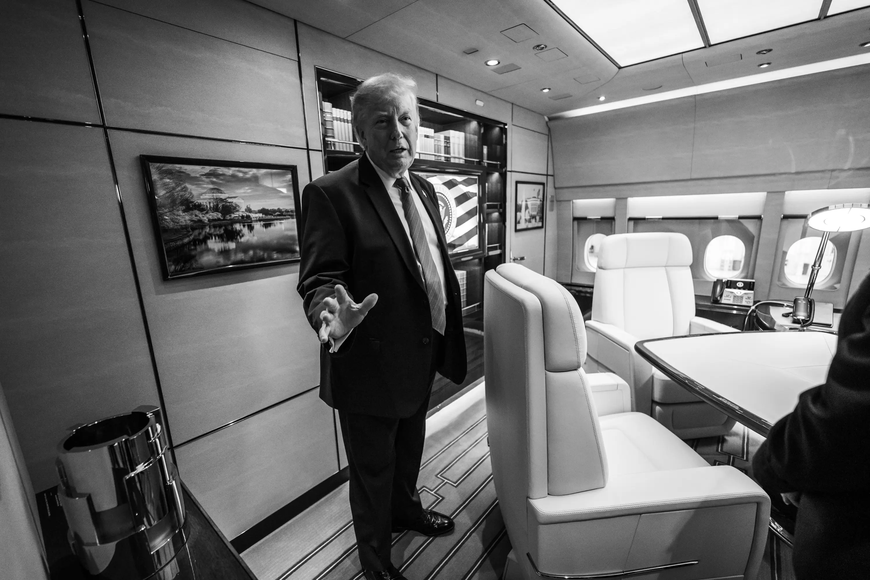 Donald Trump on the new Air Force One plane.