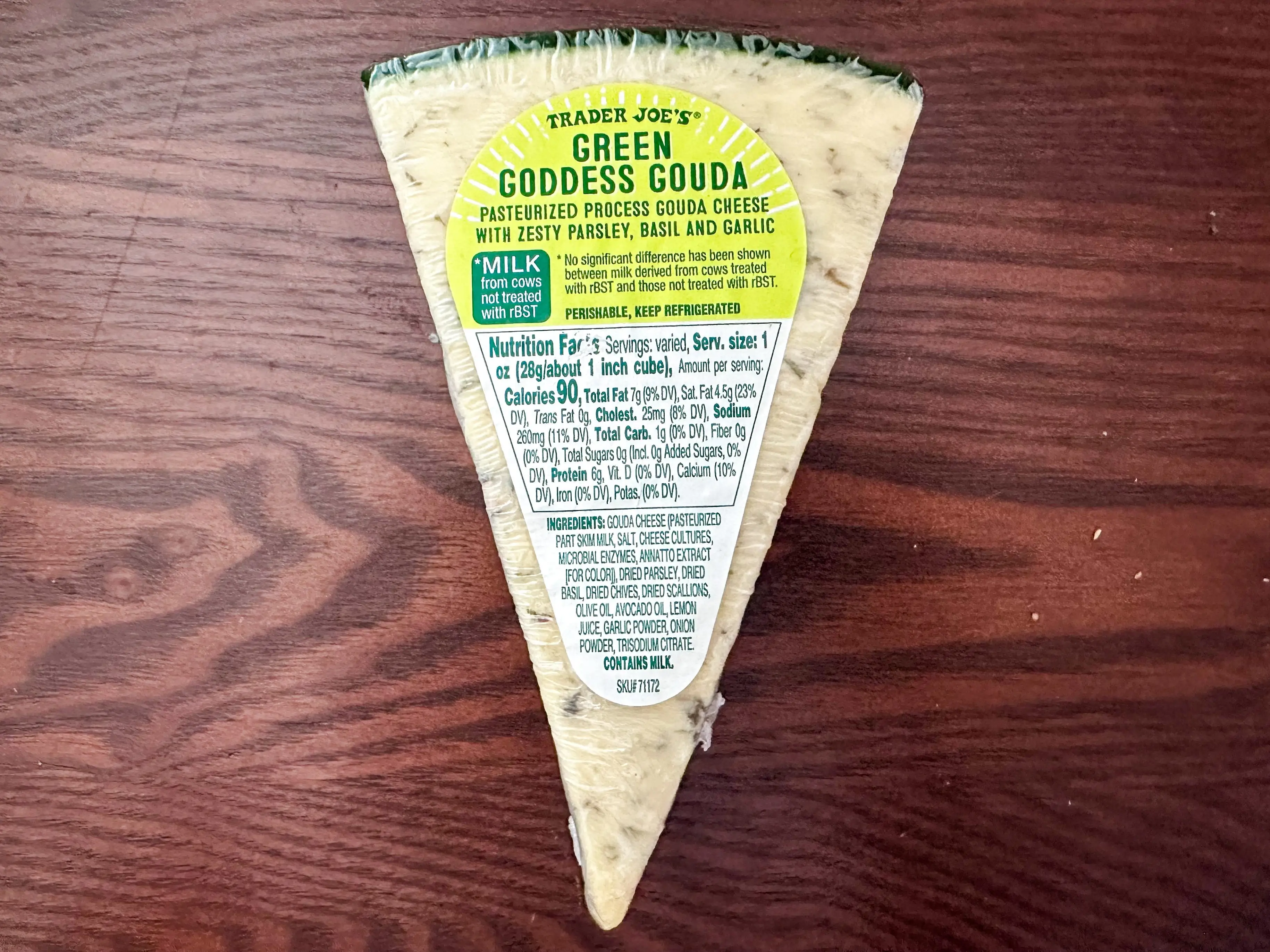 A package of Trader Joe's Green Goddess Gouda.