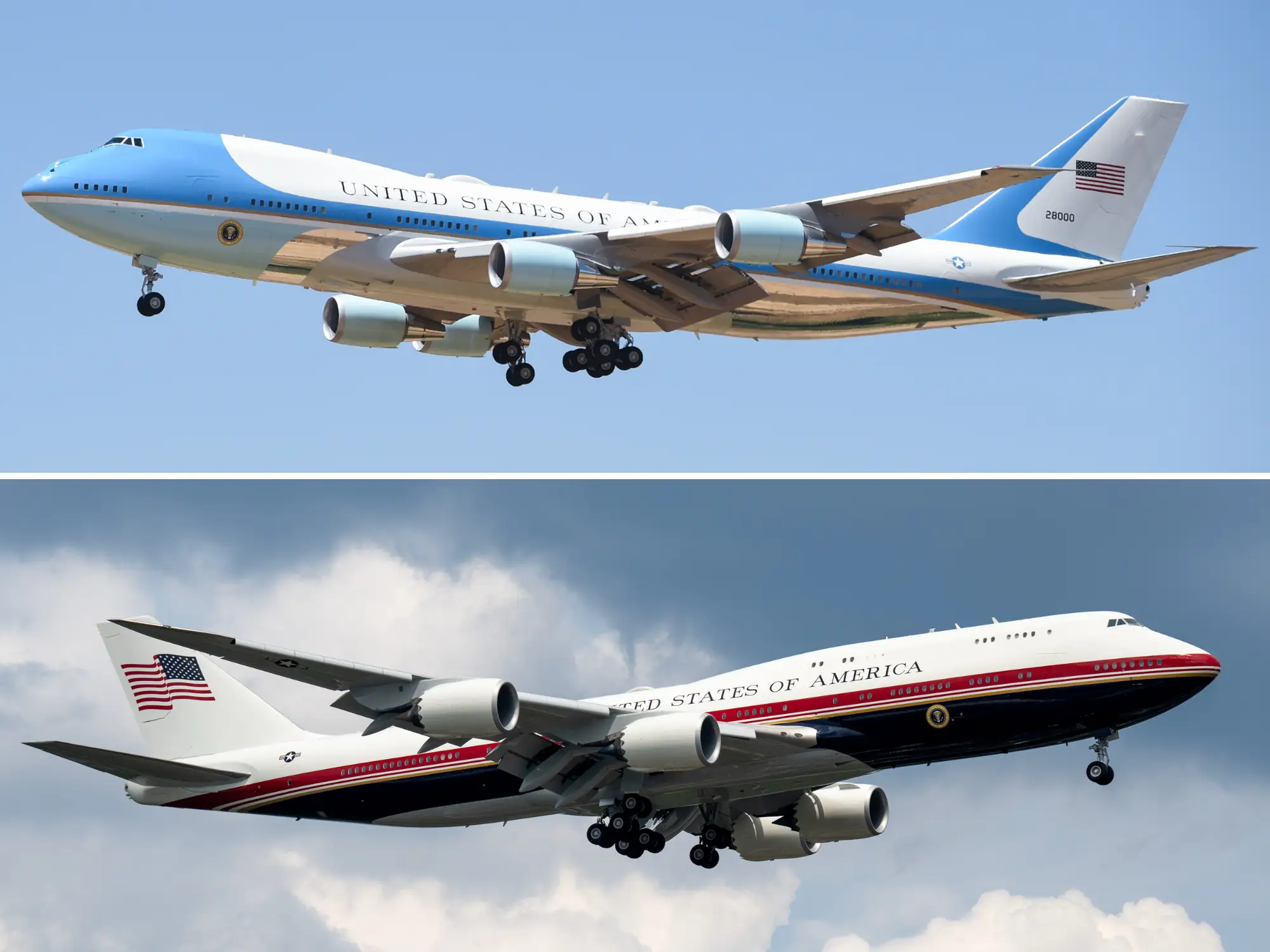 The old and new Air Force One planes.
