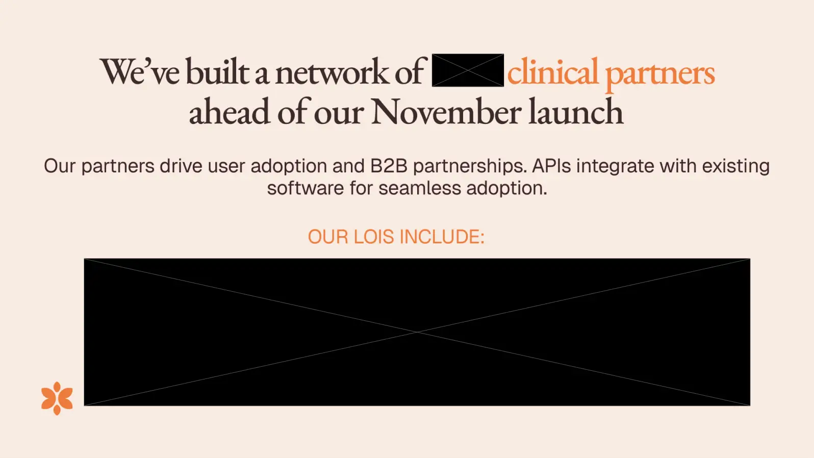 We've built a network of clinical partners ahead of our November launch