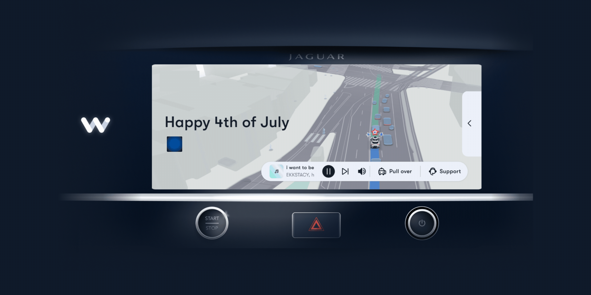 A gif of the Waymo in-car passenger screen.