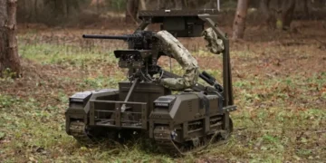 Ukraine’s robots are carrying the heavy century-old M2 Browning machine gun into battle so troops don’t have to