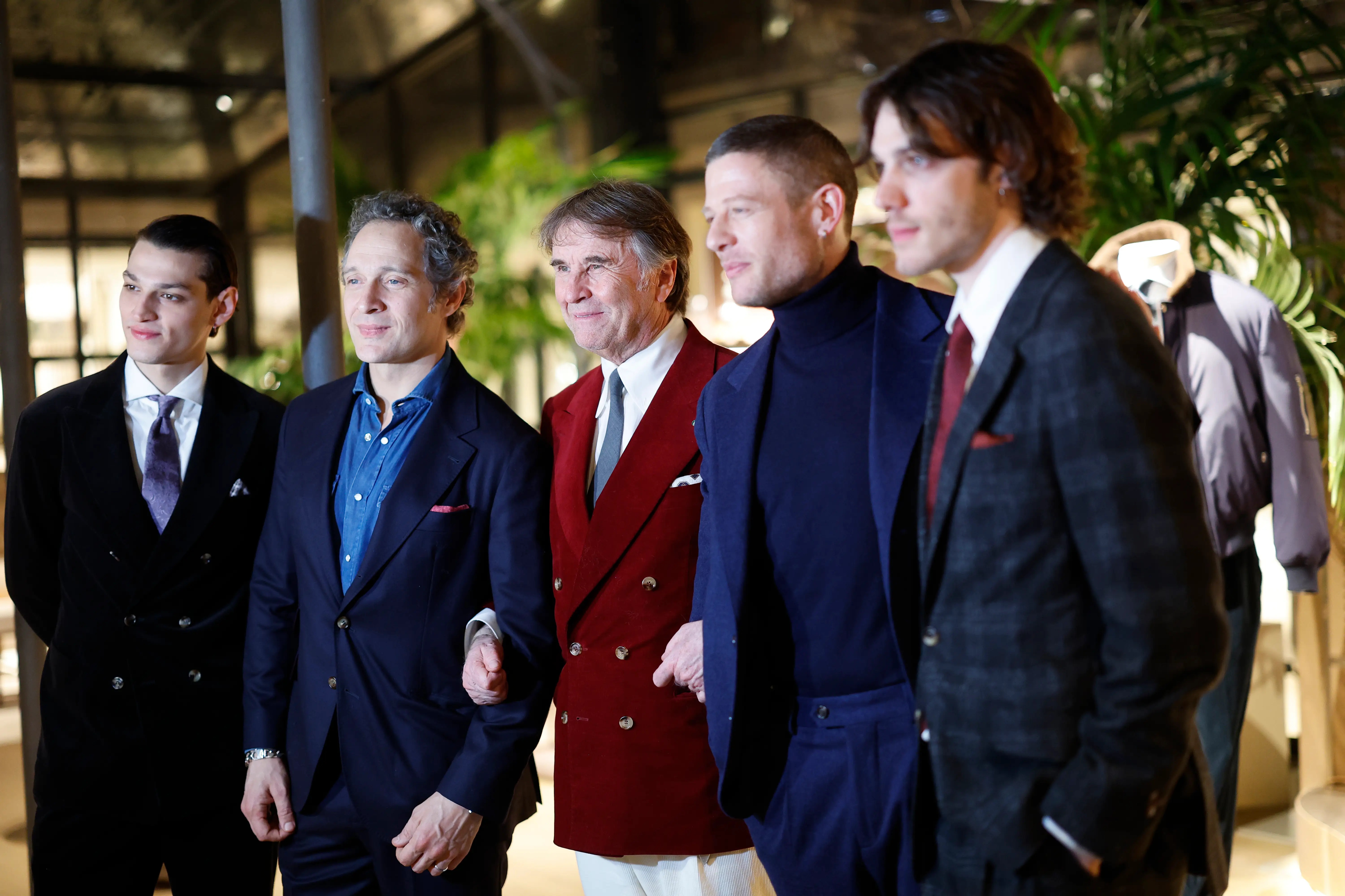 Luigi Bruno, Claudio Santamaria, Brunello Cucinelli, James Norton, and Matteo Oscar Giuggioli attend Brunello Cucinelli's