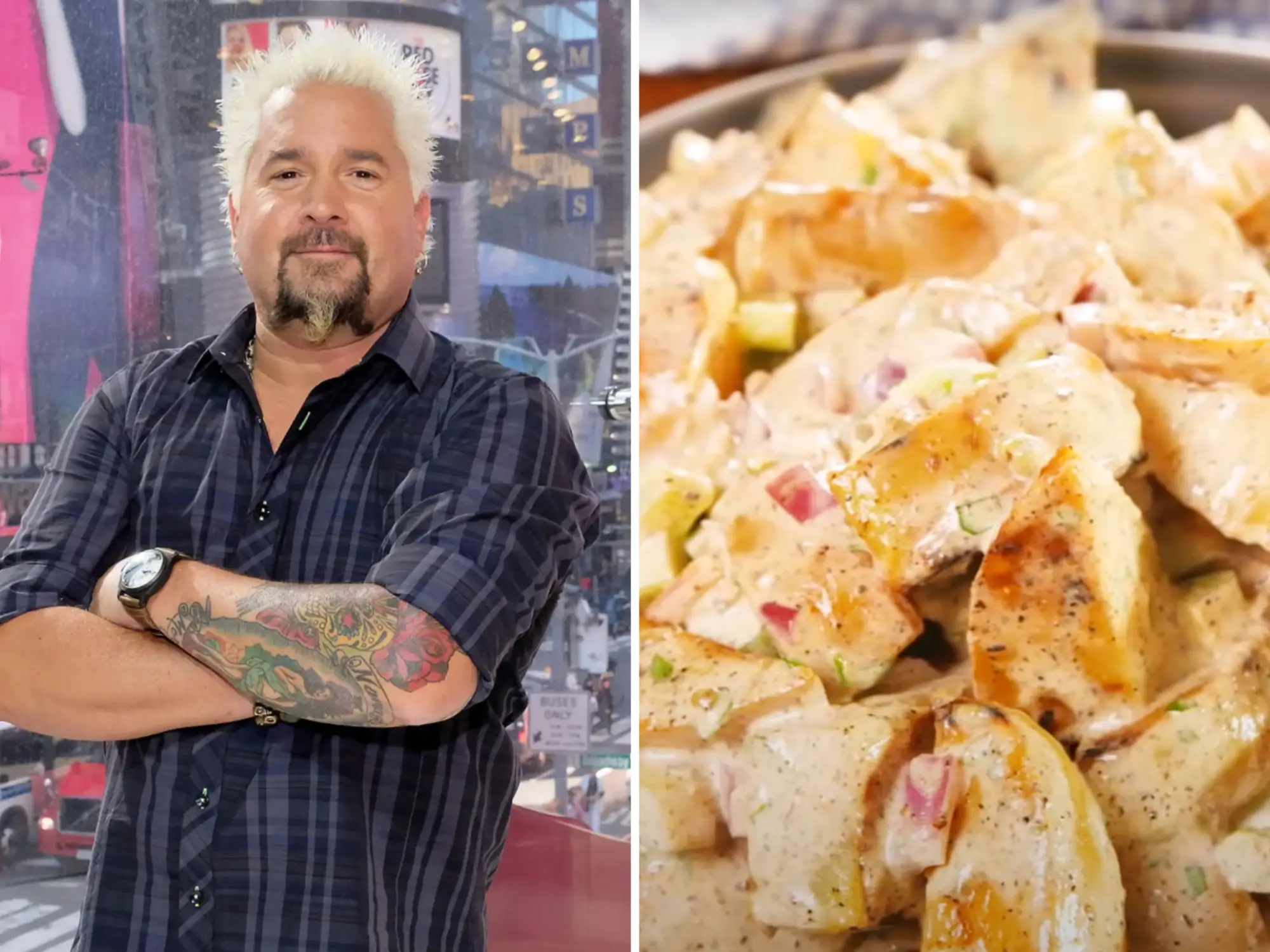 guy fieri and potato salad side by side