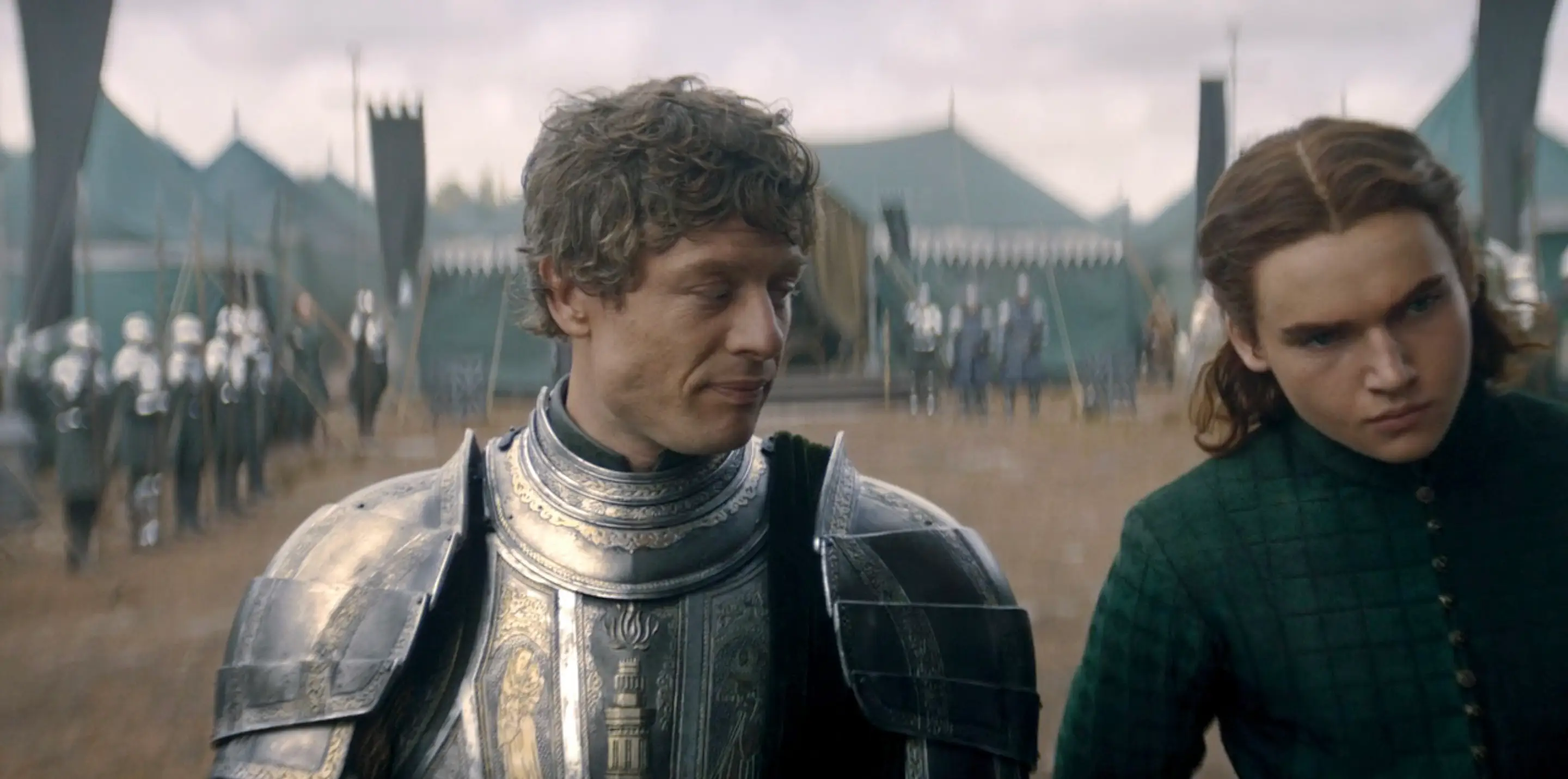 James Norton as Ormund Hightower and Benjamin Evan Ainsworth as the real Daeron Targaryen in the 