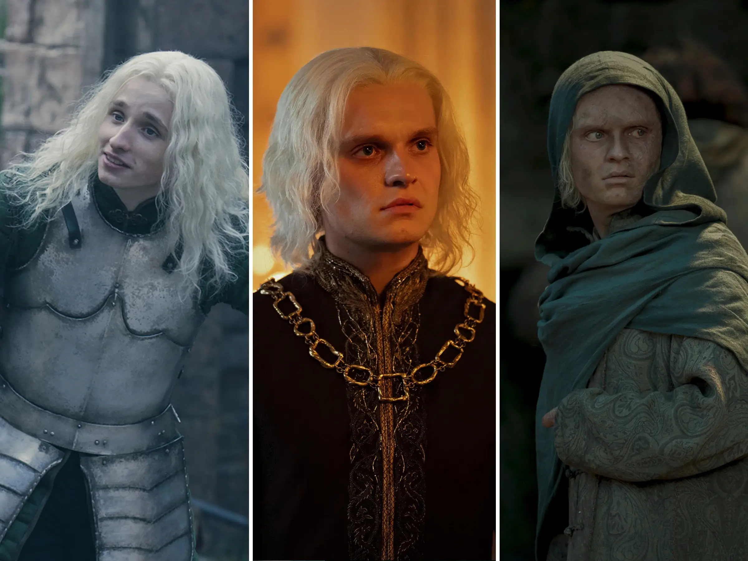 Ty Tennant and Tom Glynn-Carney as Aegon II Targaryen in 