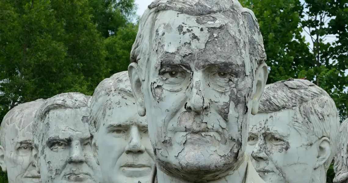 42 giant statues of presidents’ heads are crumbling on private property in rural Virginia. Here’s why.