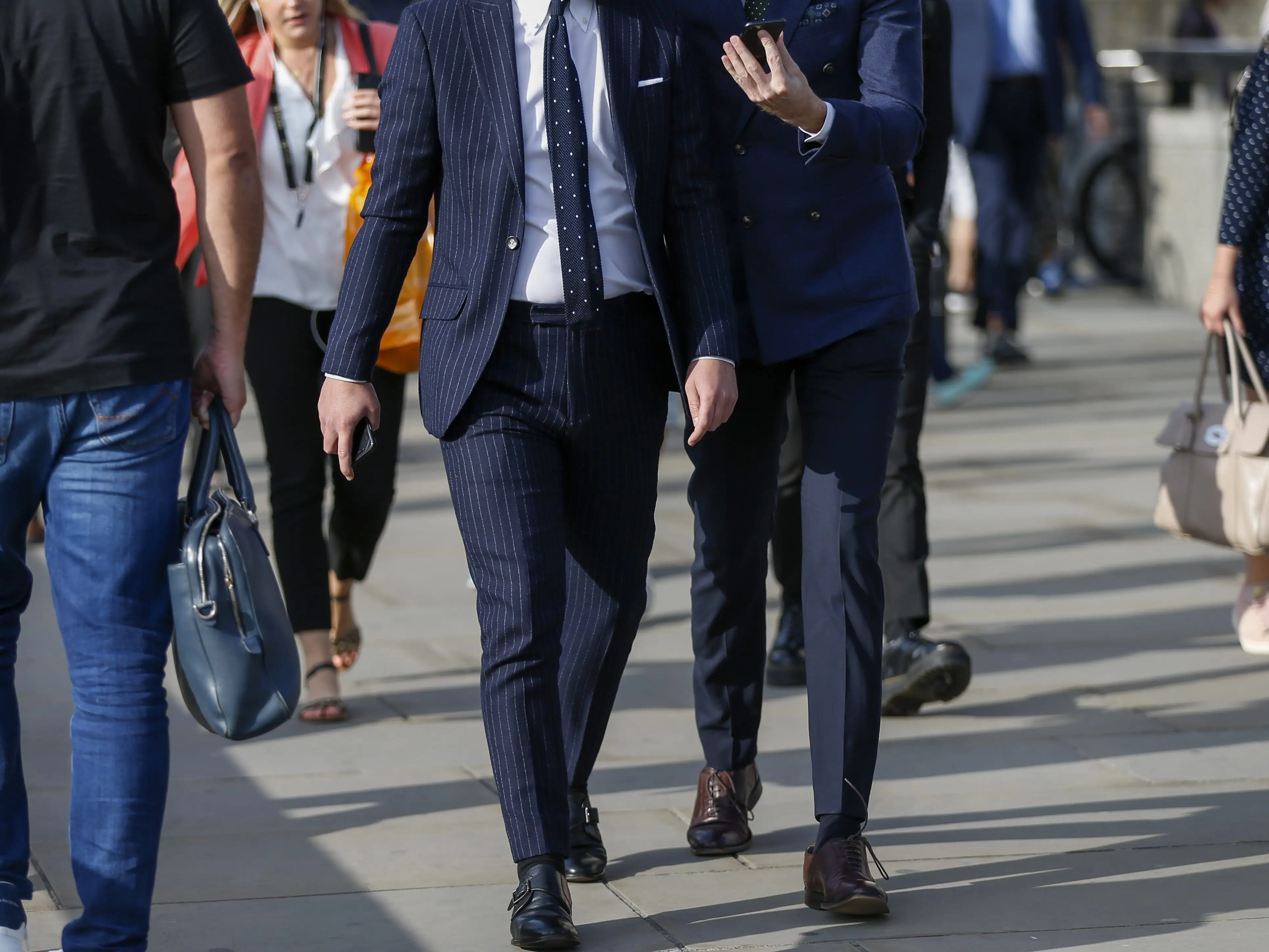 a commuter in a suit