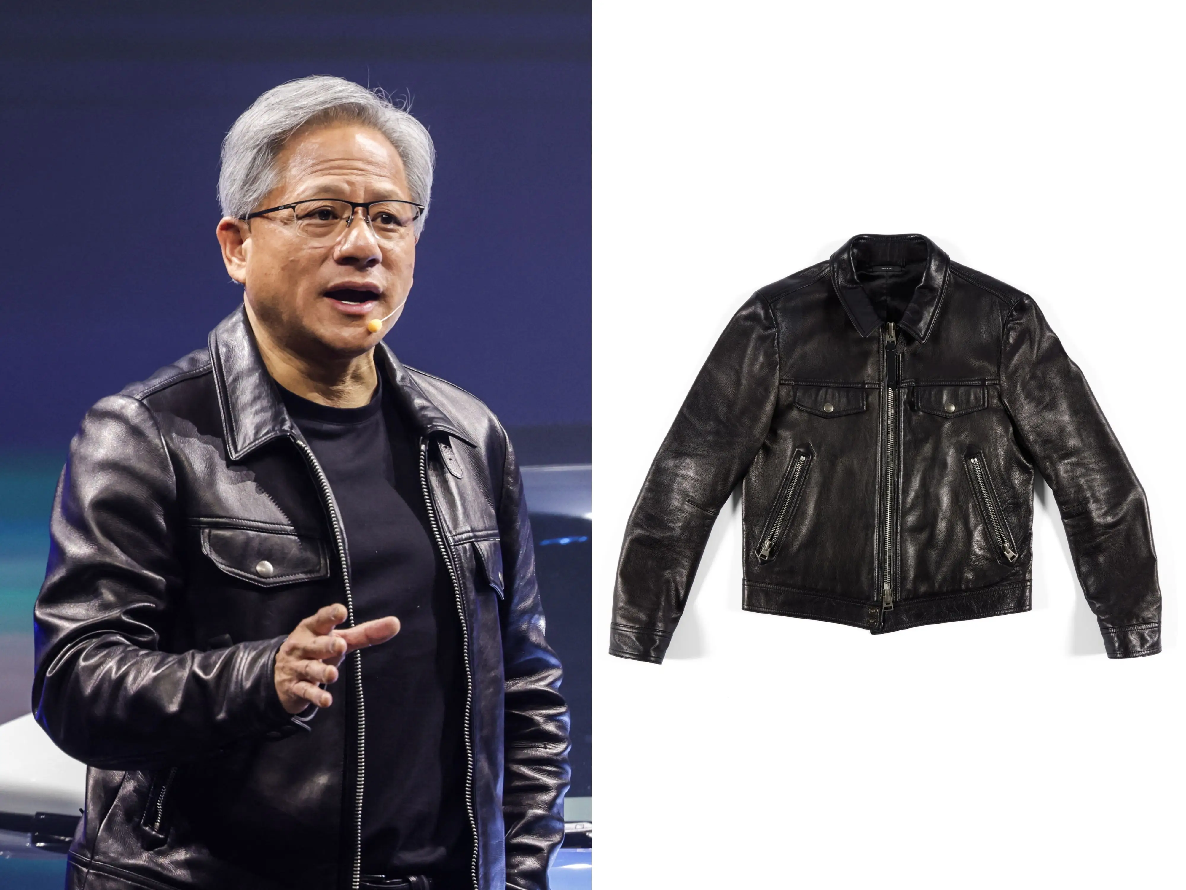 Jensen Huang black leather jacket