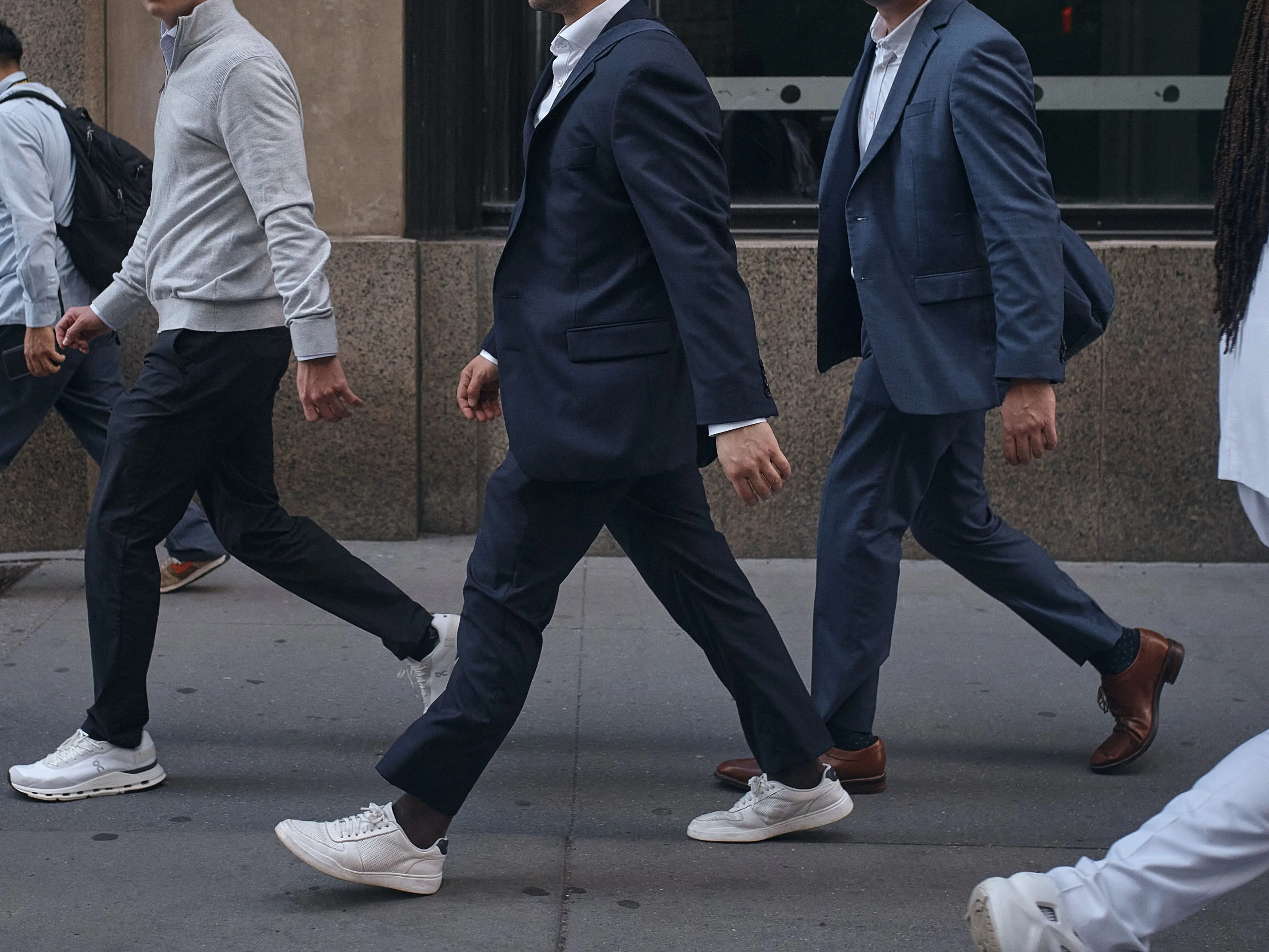 office workers walking