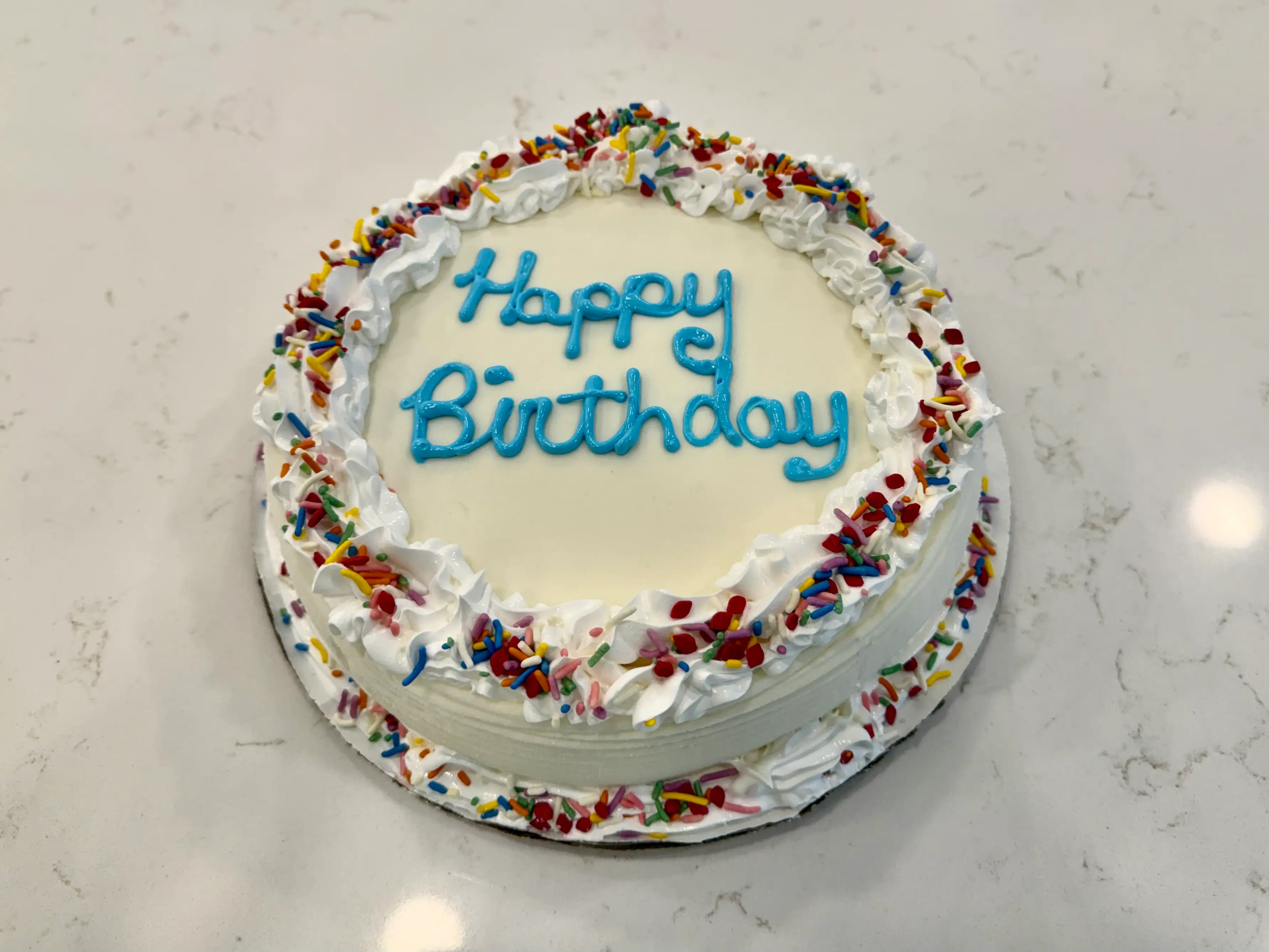 White ice cream cake from Dairy Queen with
