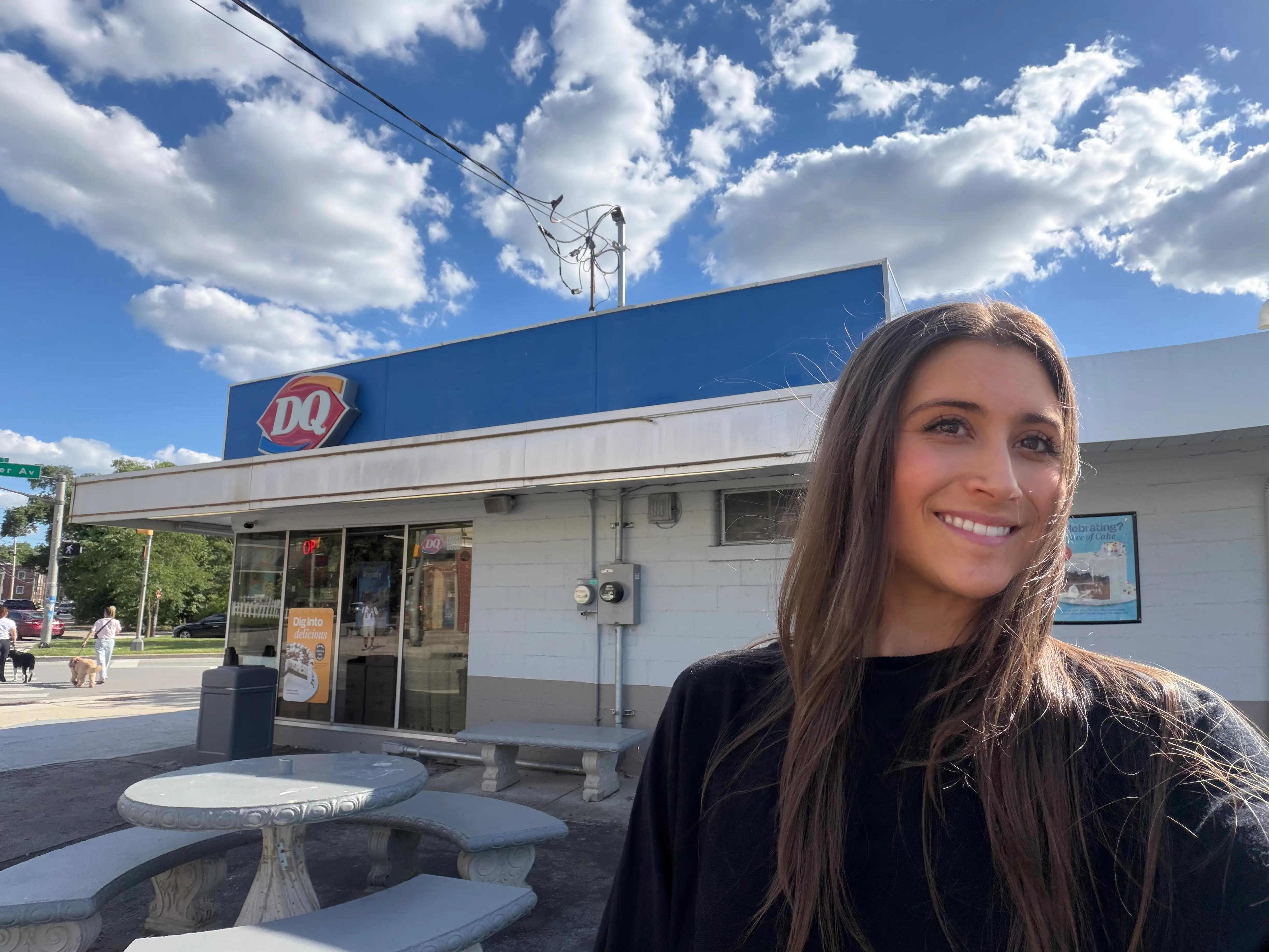 Woman smiling outside of Dairy Queen