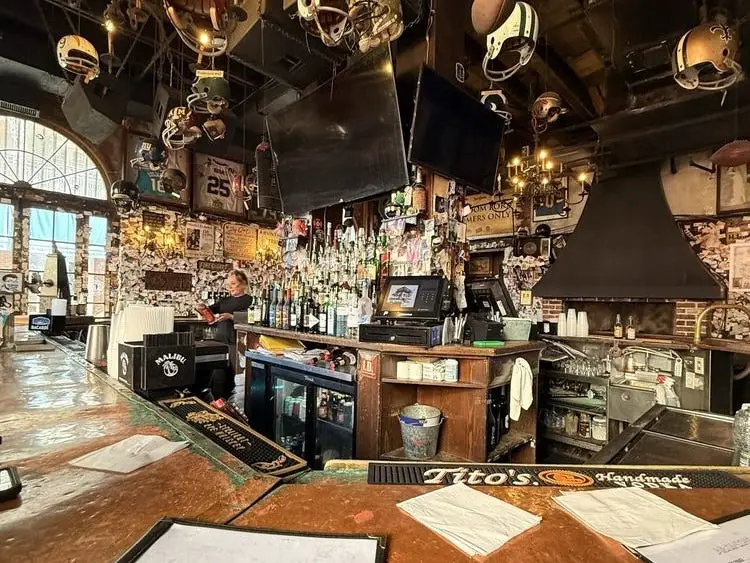 A menu sitting on the bar