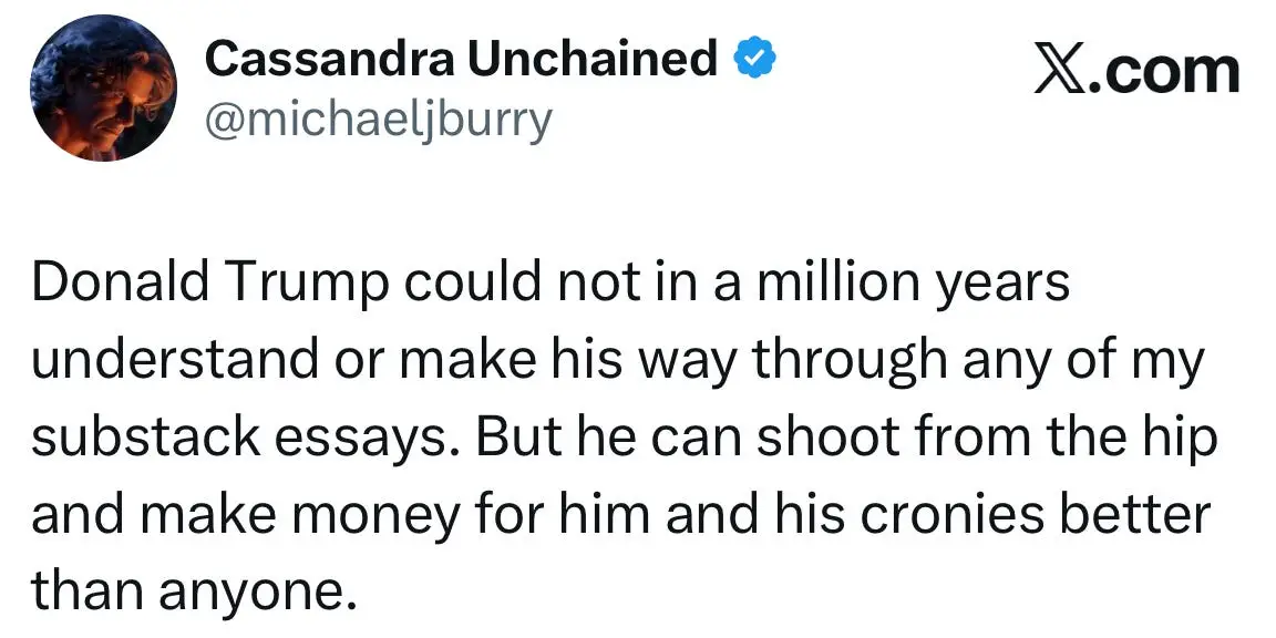 Michael Burry tweet about Donald Trump.