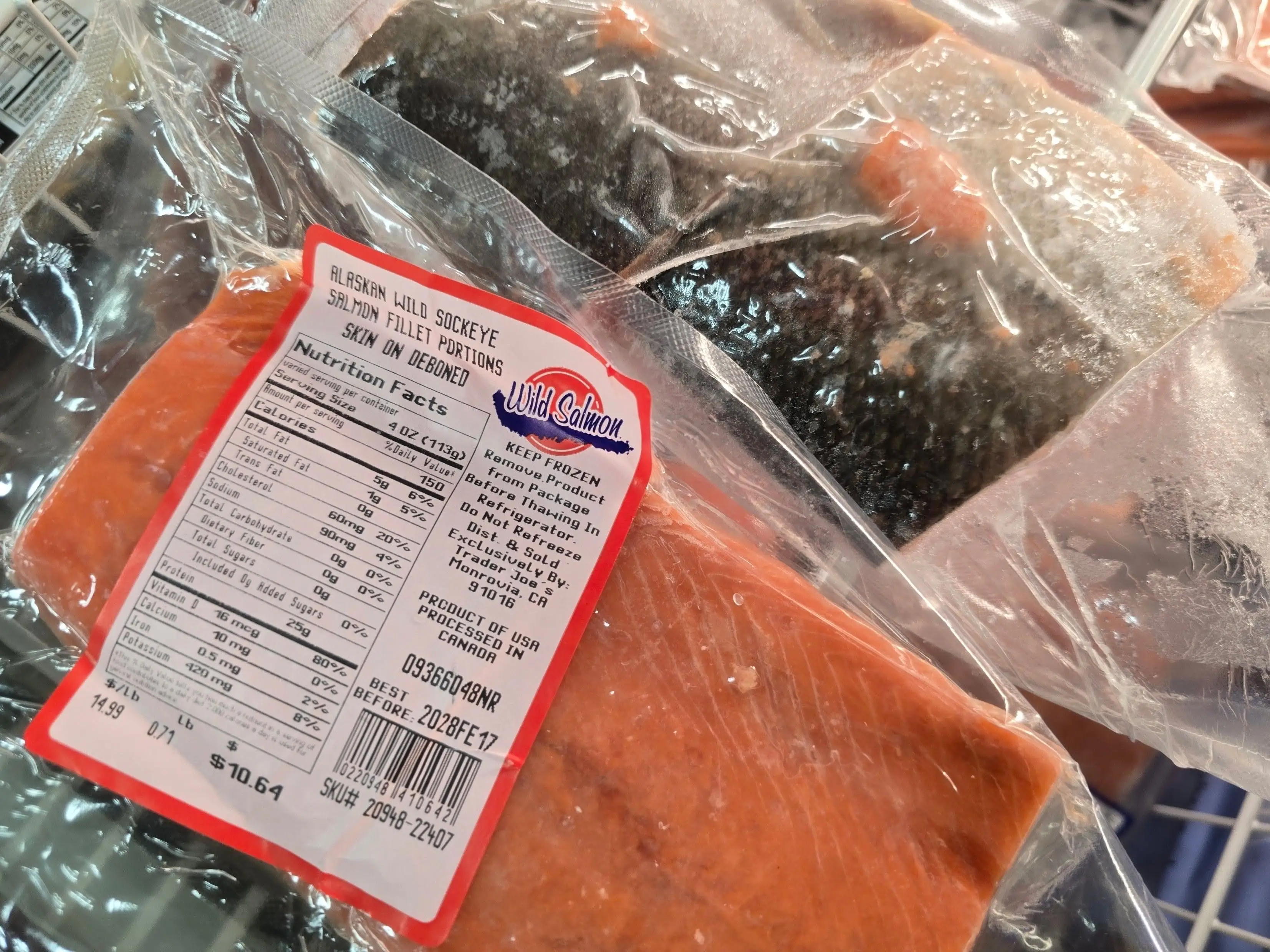 A package of Trader Joe's wild-caught salmon.