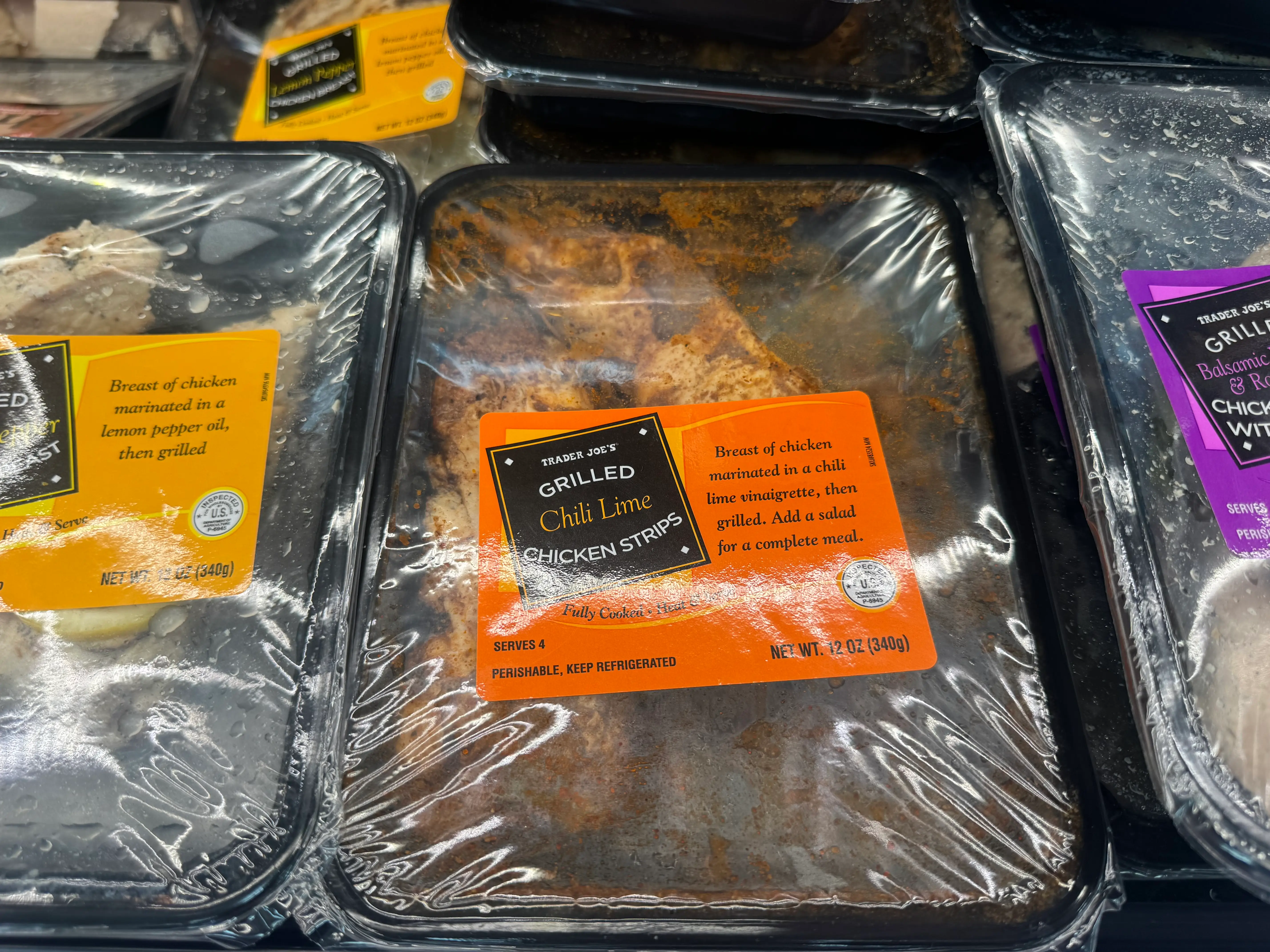 A package of Trader Joe's chili-lime chicken strips.