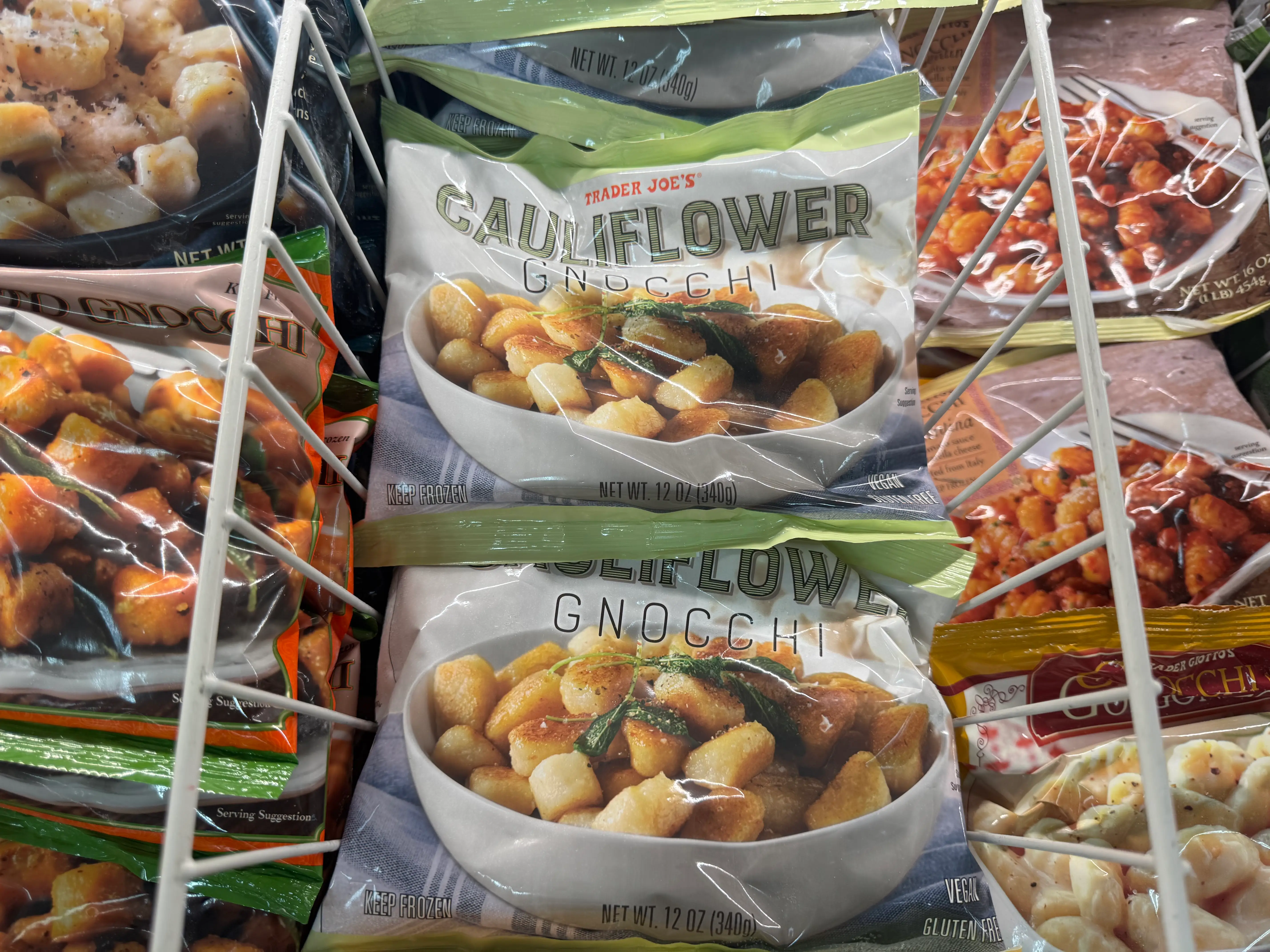 Bags of Trader Joe's cauliflower gnocchi.