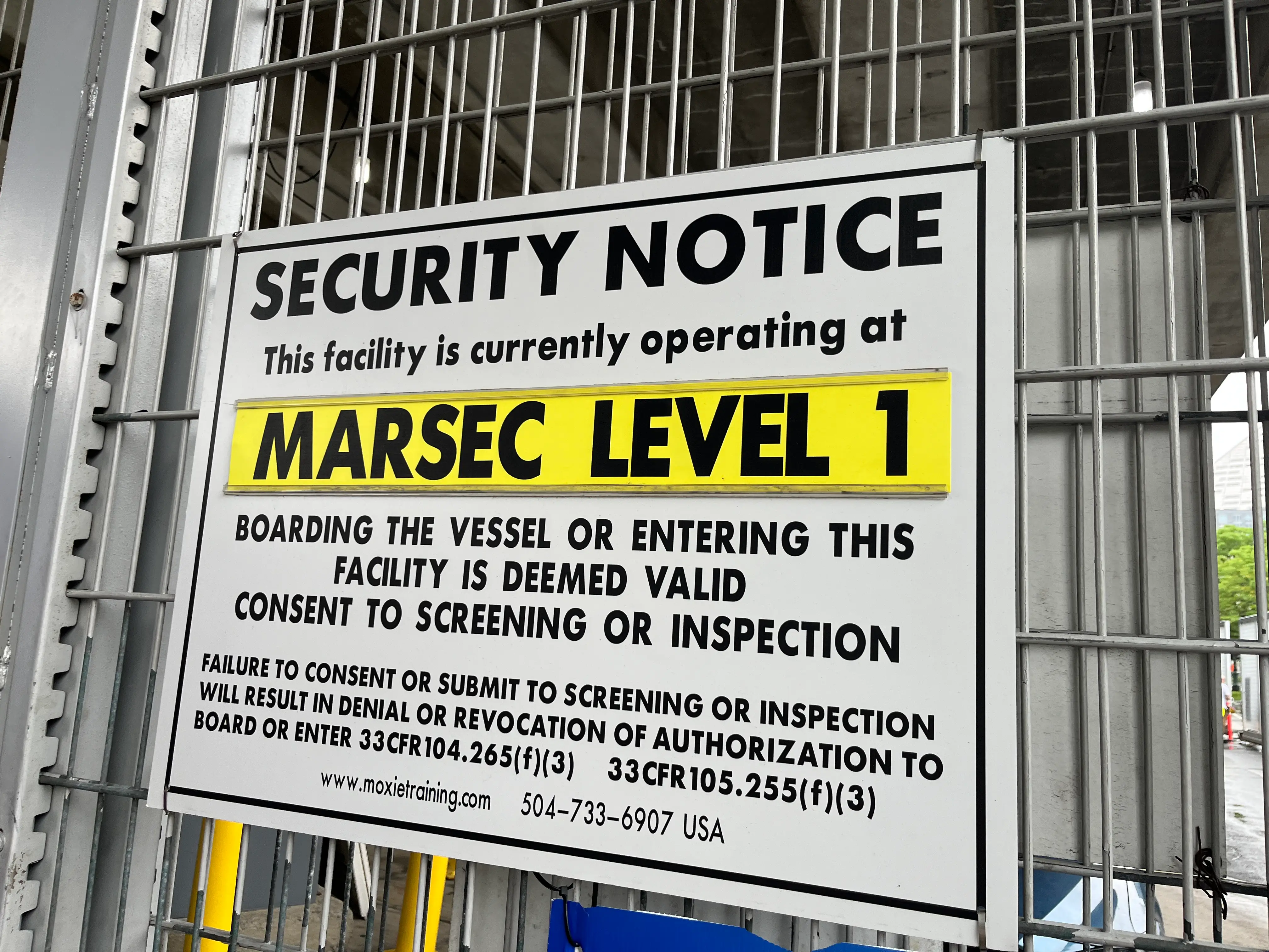 A security notice outside the Sail4th 250 event.