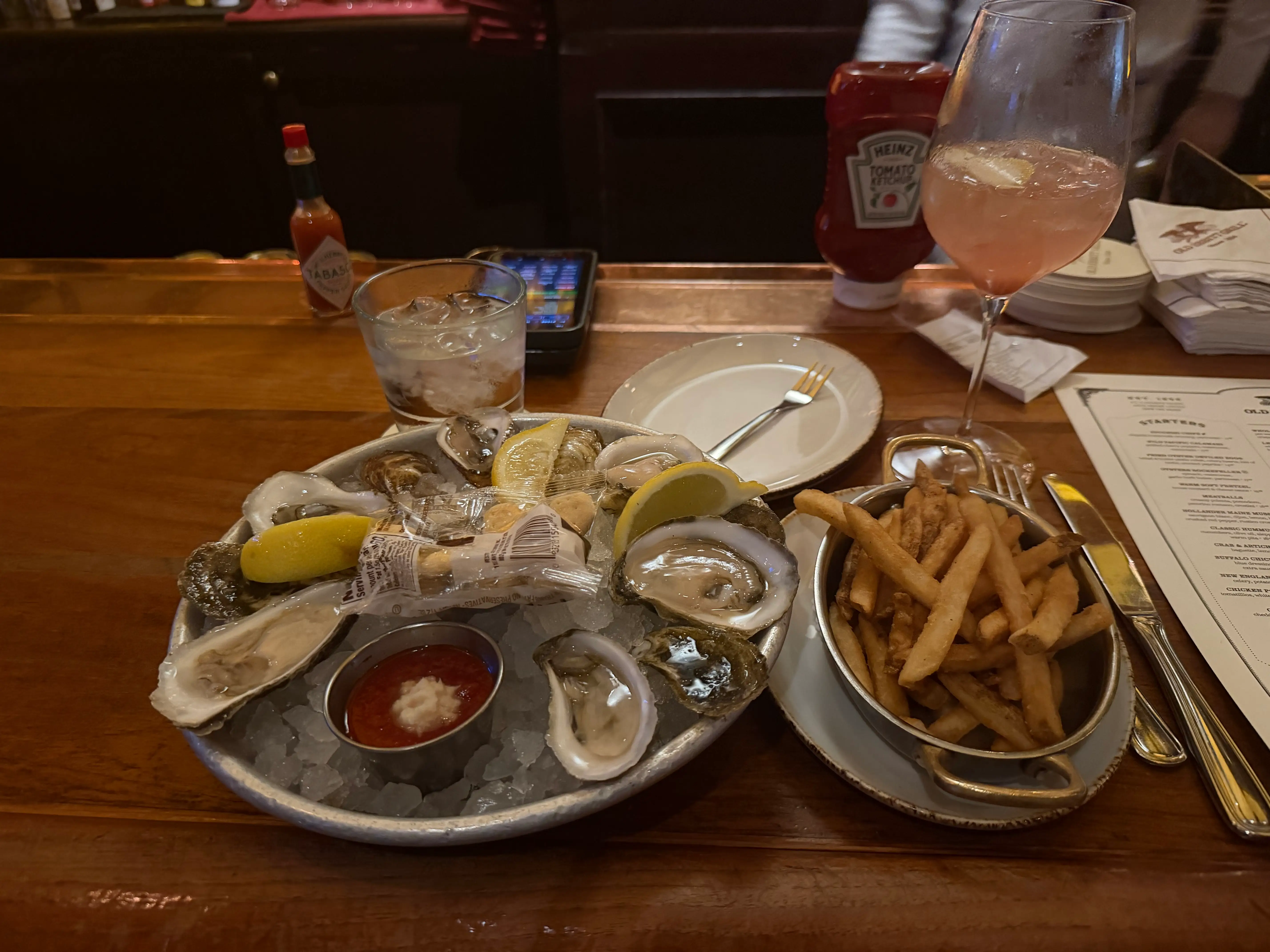 Oysters and fries at the Old Ebbitt Grill in Washington, DC