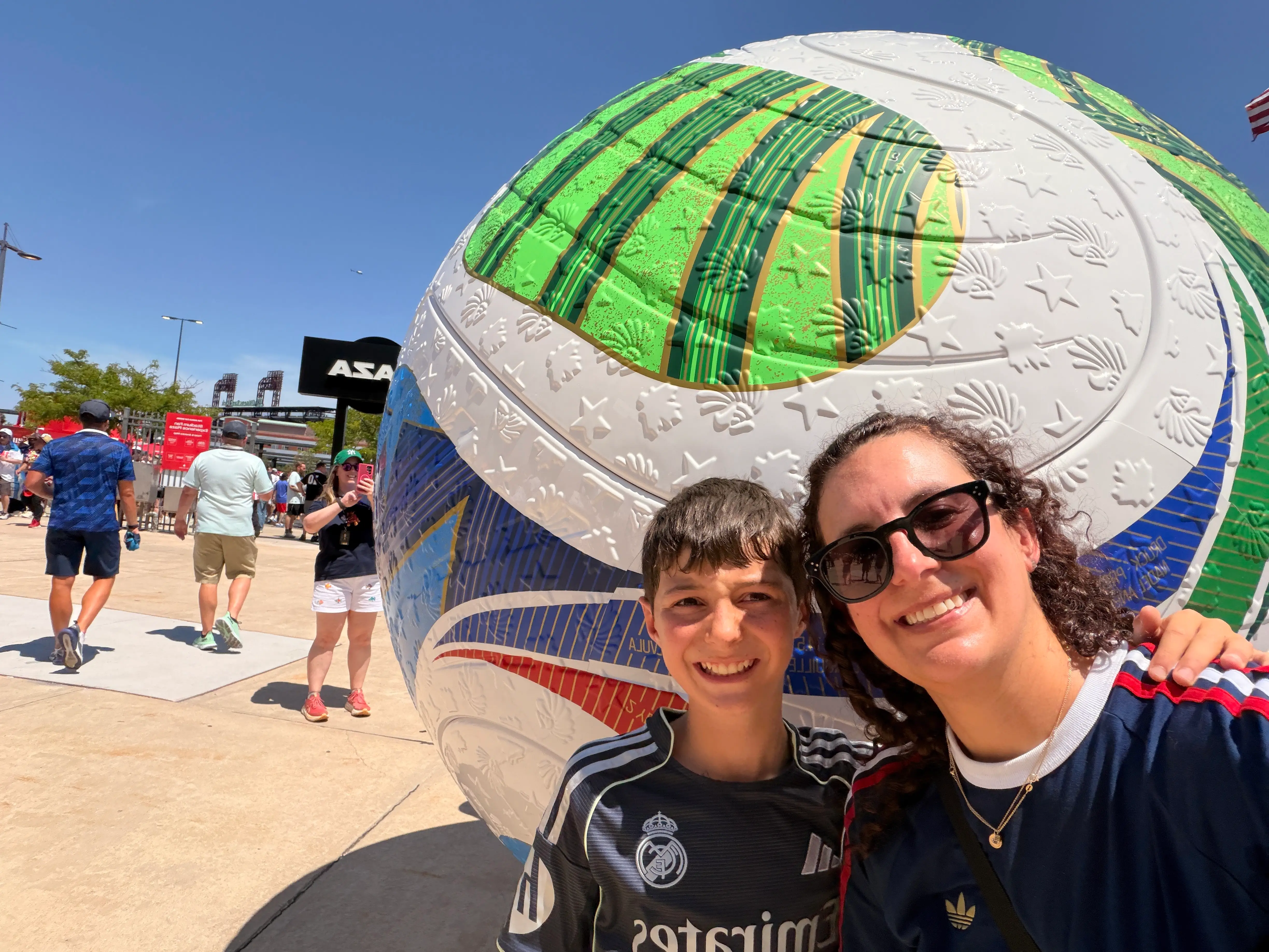 The author and her son at a World Cup game.