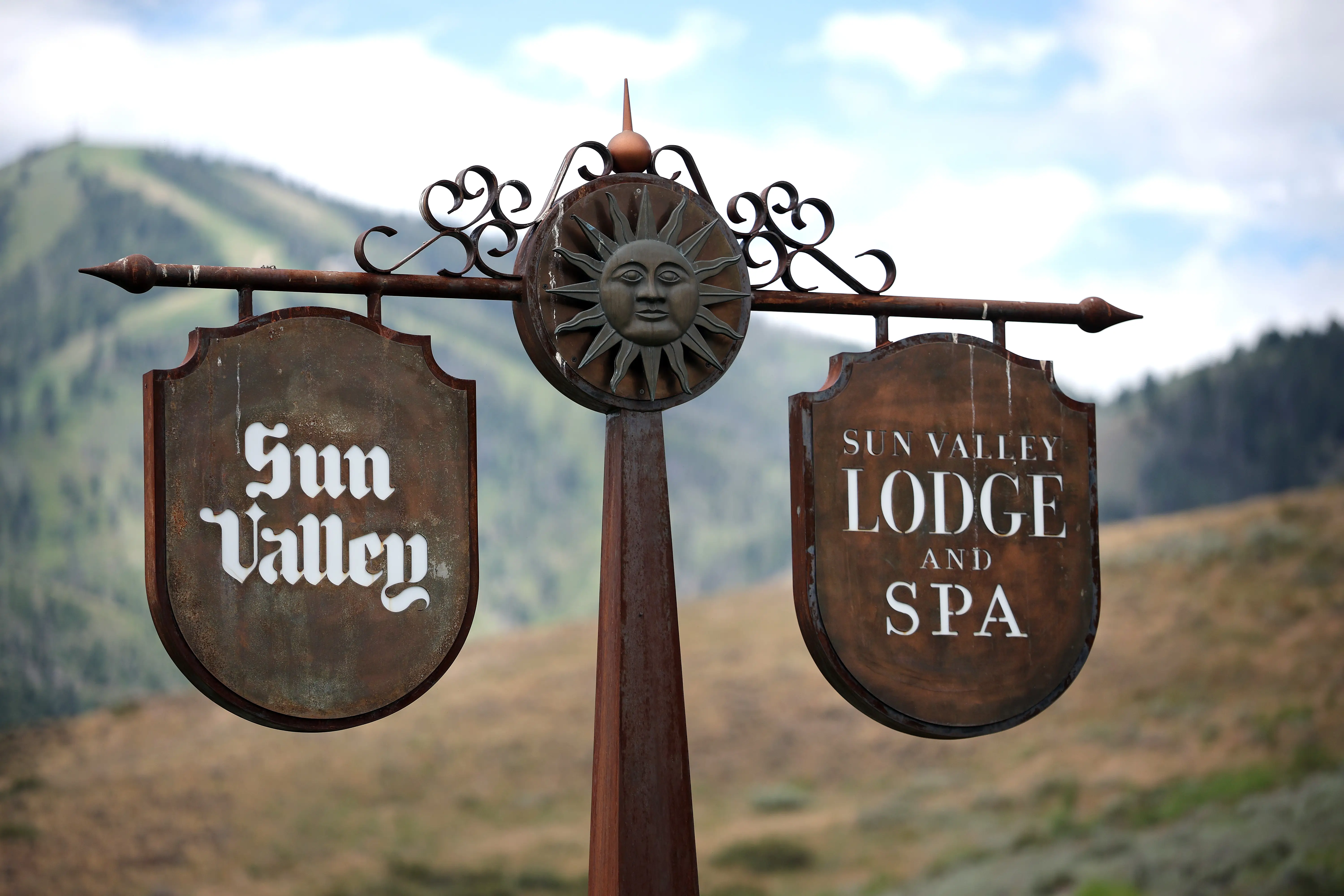 The sign to the Sun Valley Lodge and Resort is seen as preparations are underway for the upcoming Allen & Company Sun Valley Conference on July 06, 2026 in Sun Valley, Idaho. Every year, some of the world's wealthiest and most powerful figures from the media, finance, technology, and political spheres converge at