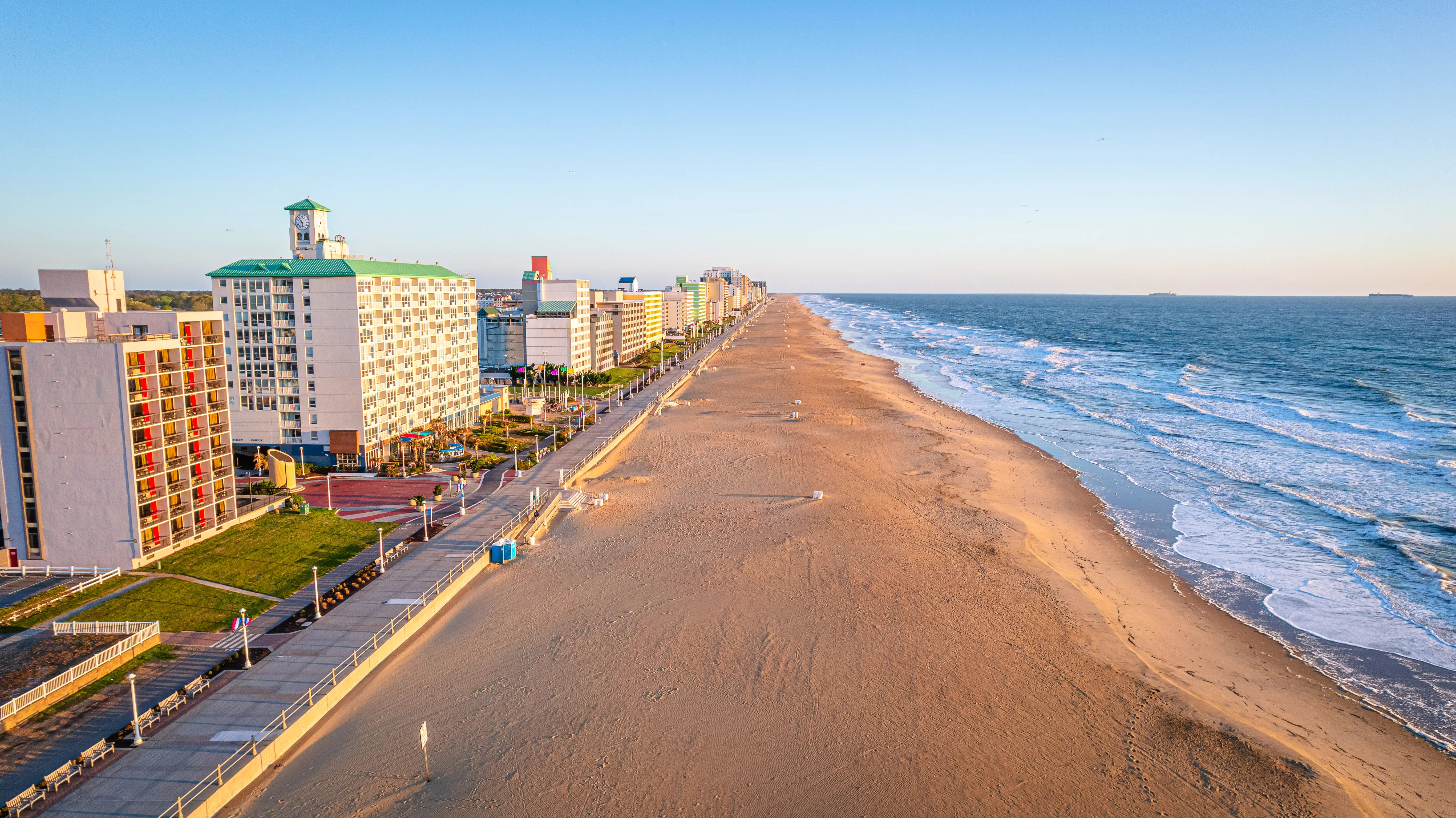 Oceanfront buildings in Virginia Beach, Virginia.