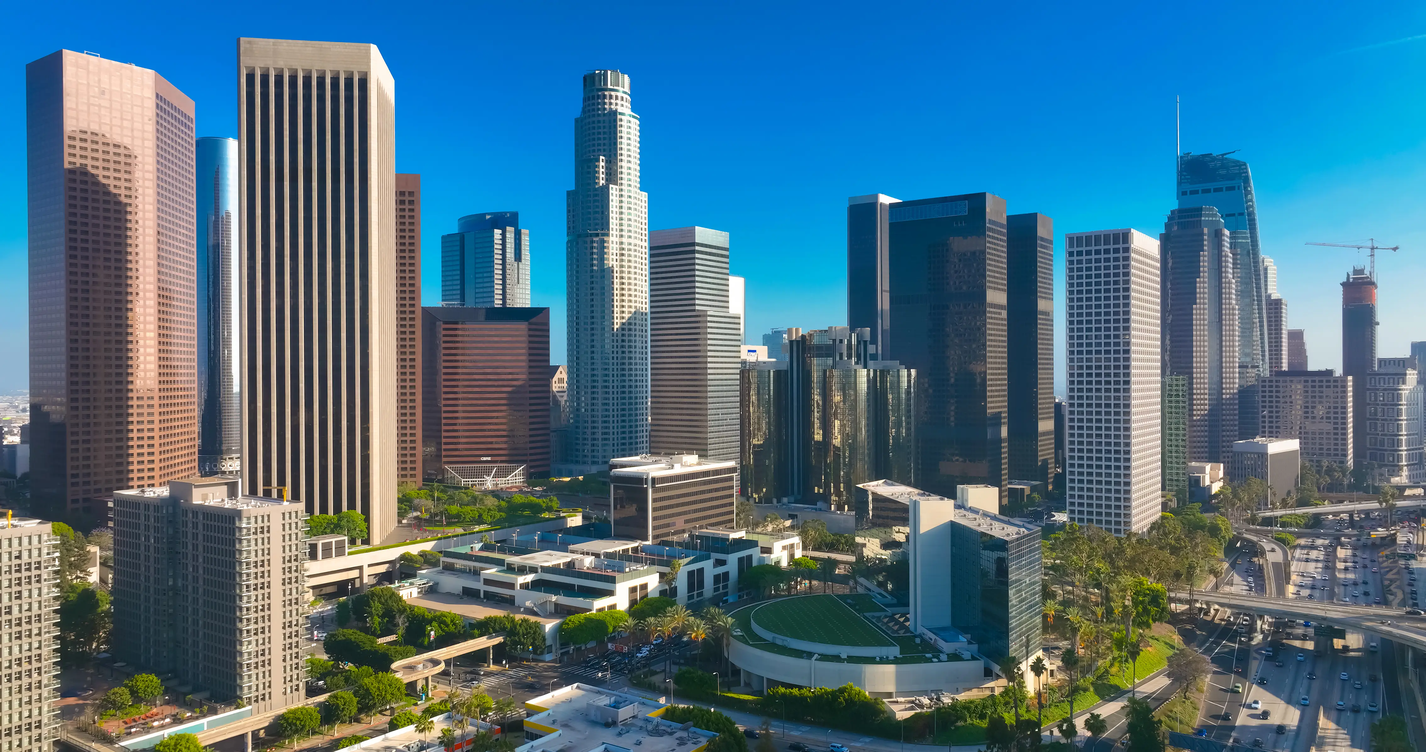 Downtown Los Angeles aerial view.