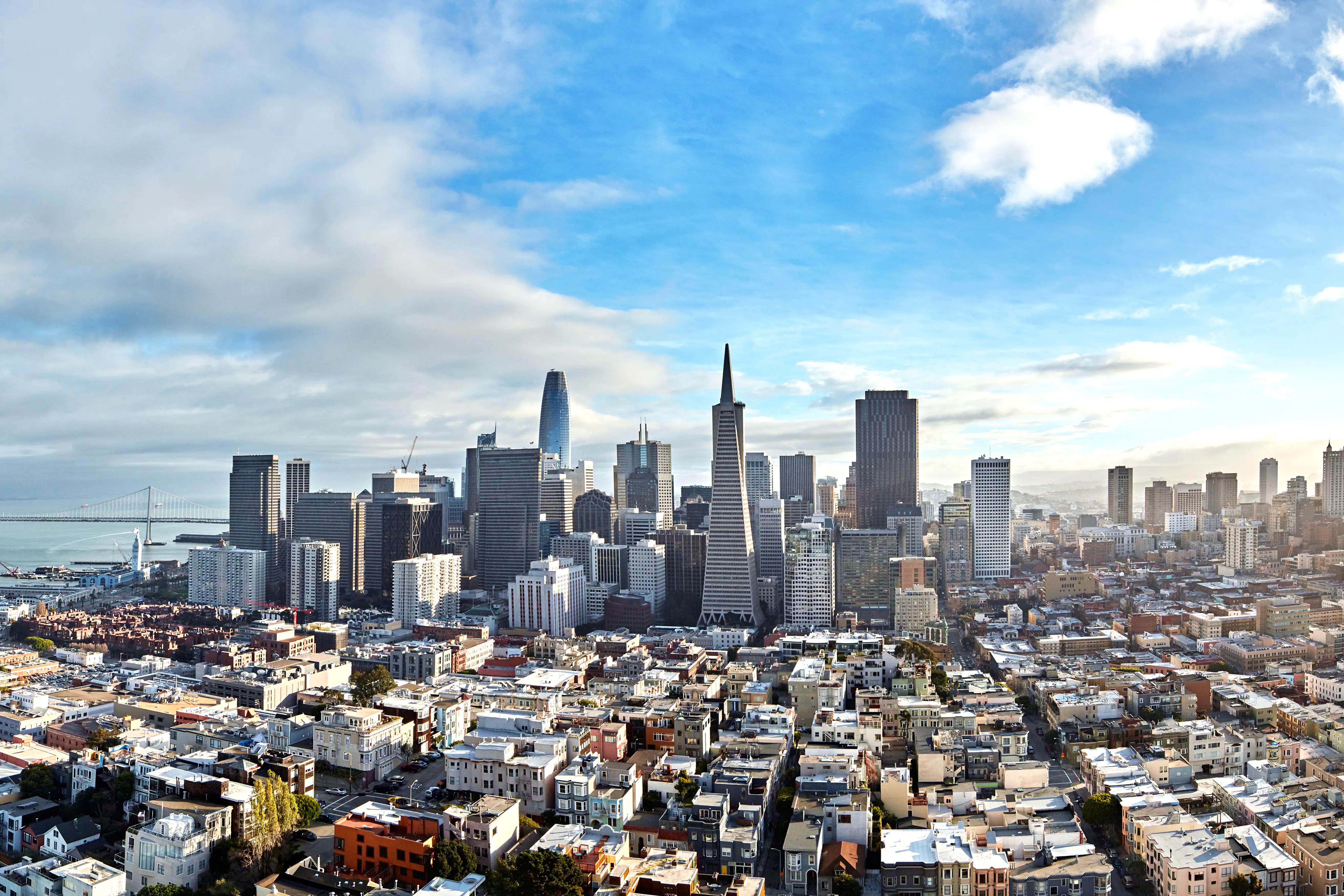 Aerial view of San Francisco downtown skyline.