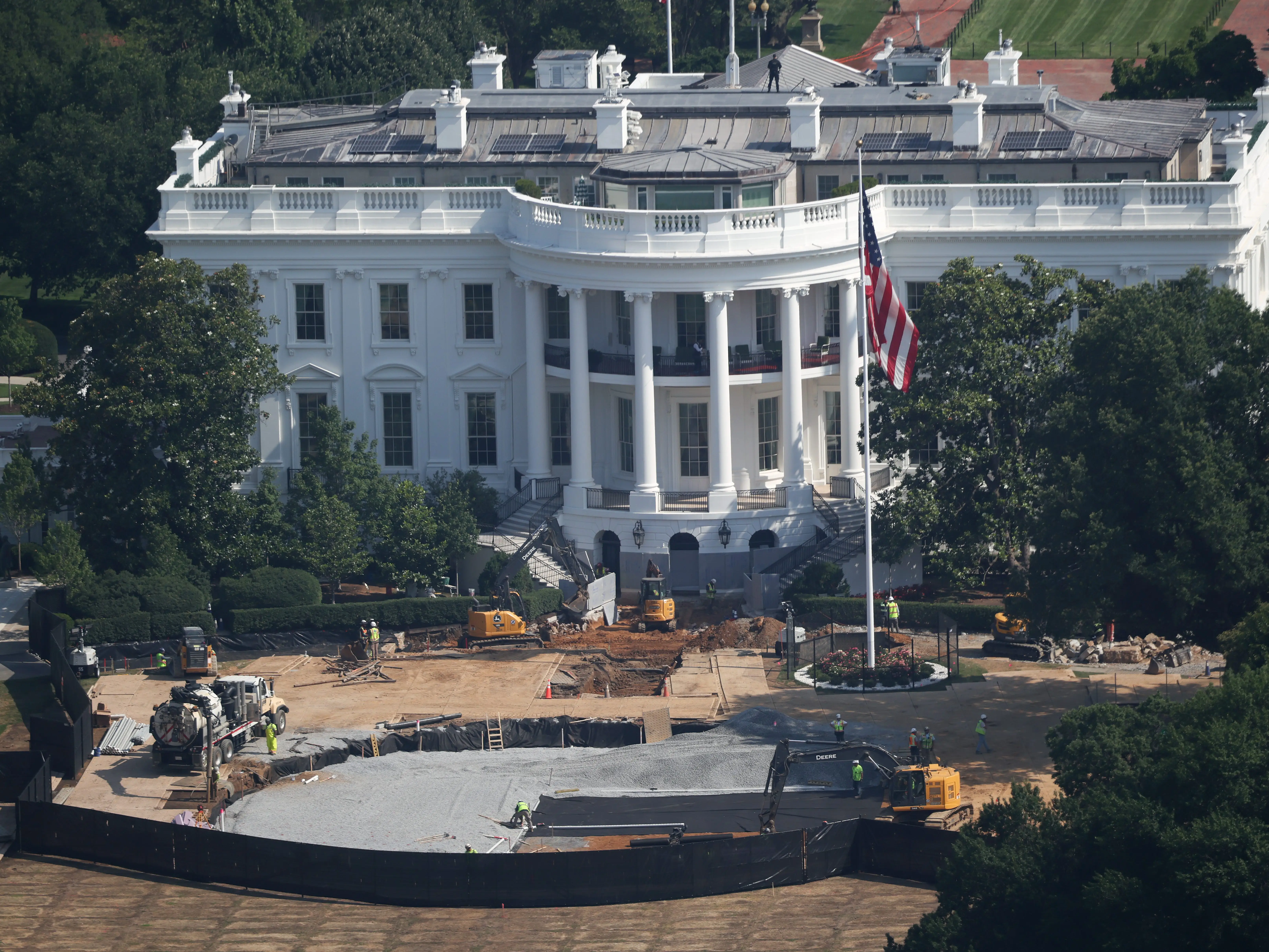 Construction on the White House South Lawn