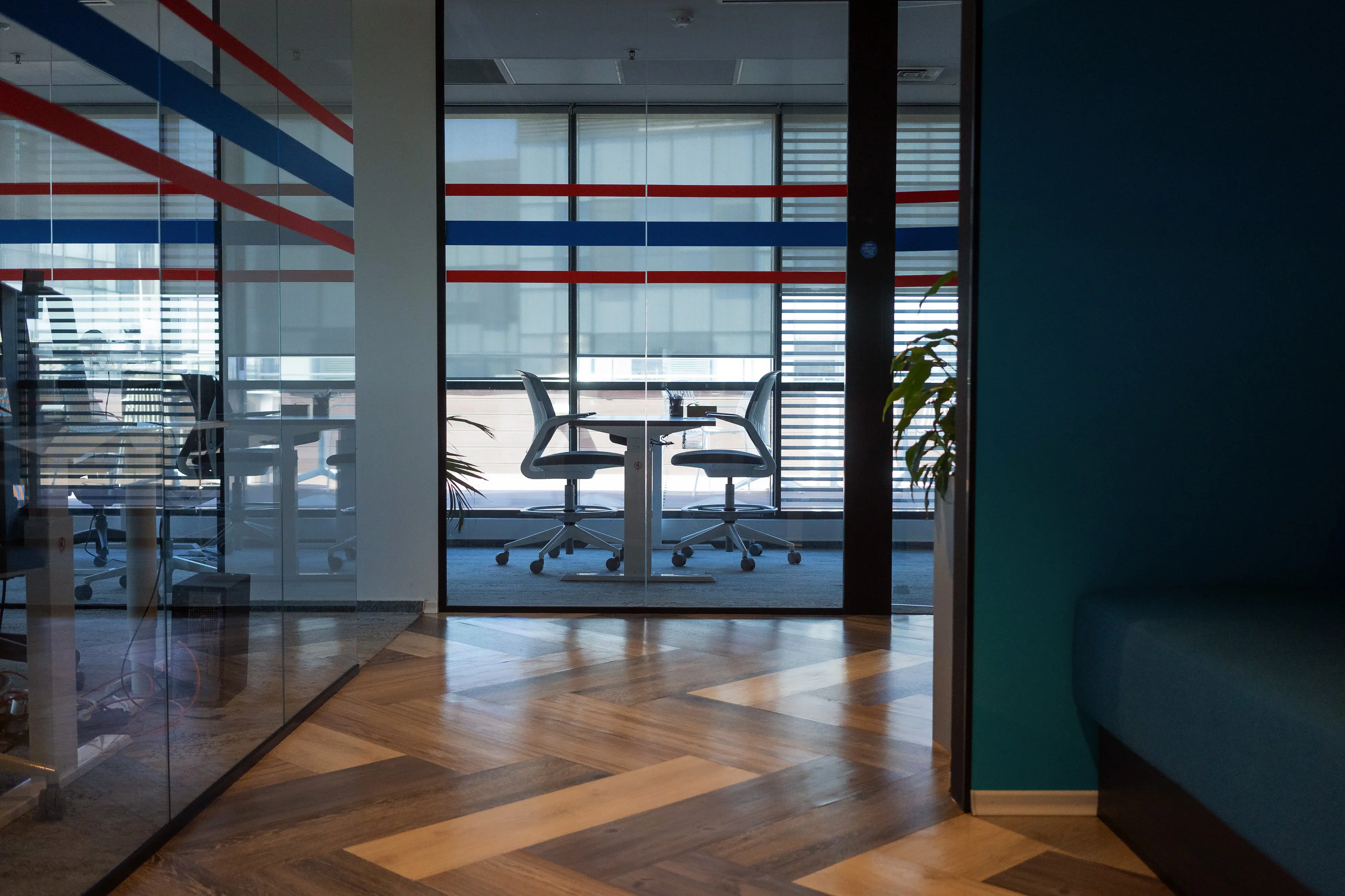 A table and chairs in an empty meeting room as employees work from home, at the UiPath Inc. offices in Bucharest, Romania, on Friday, May 14, 2021