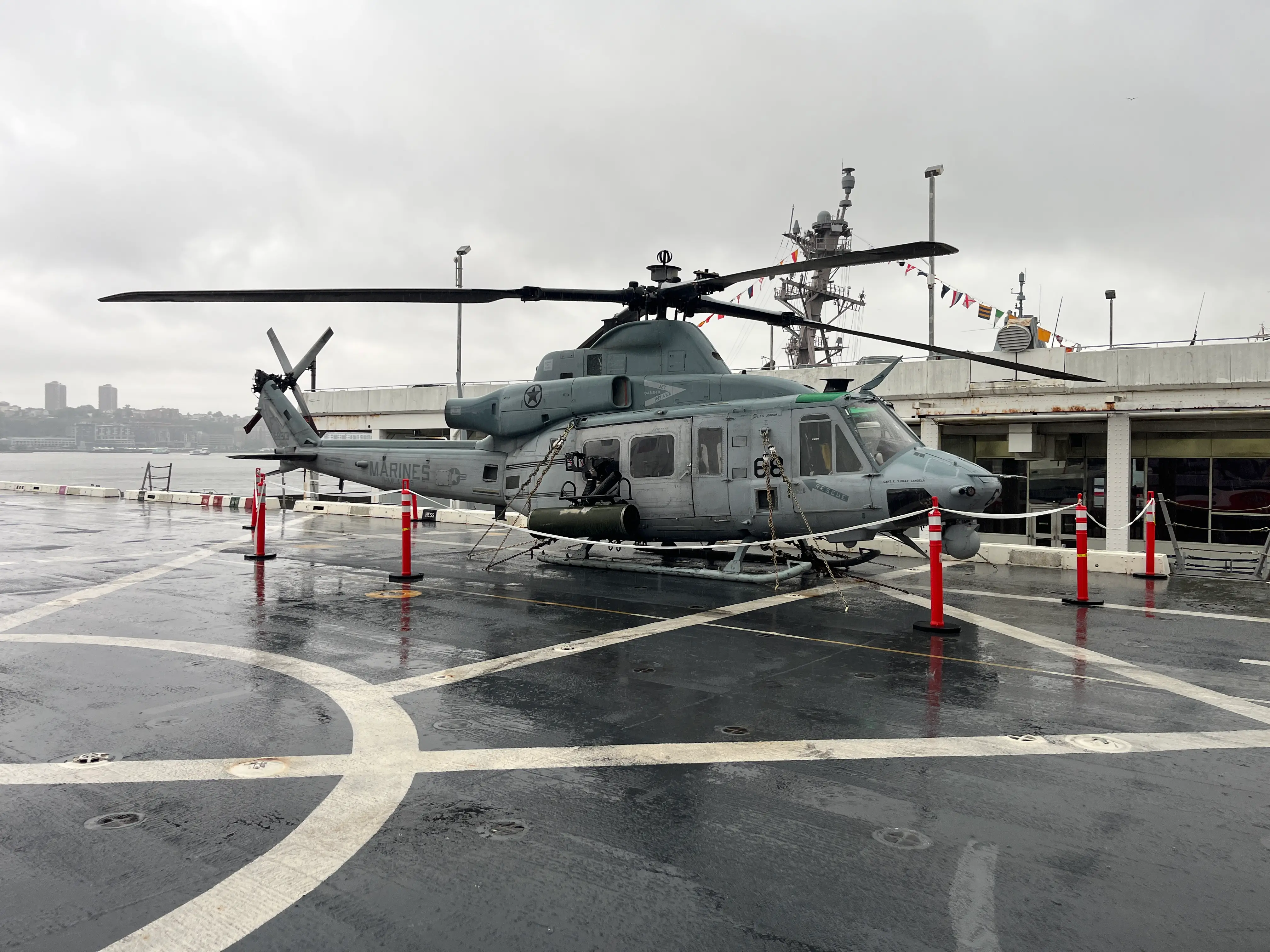 A Bell UH-1Y Venom utility helicopter on the USS Arlington.