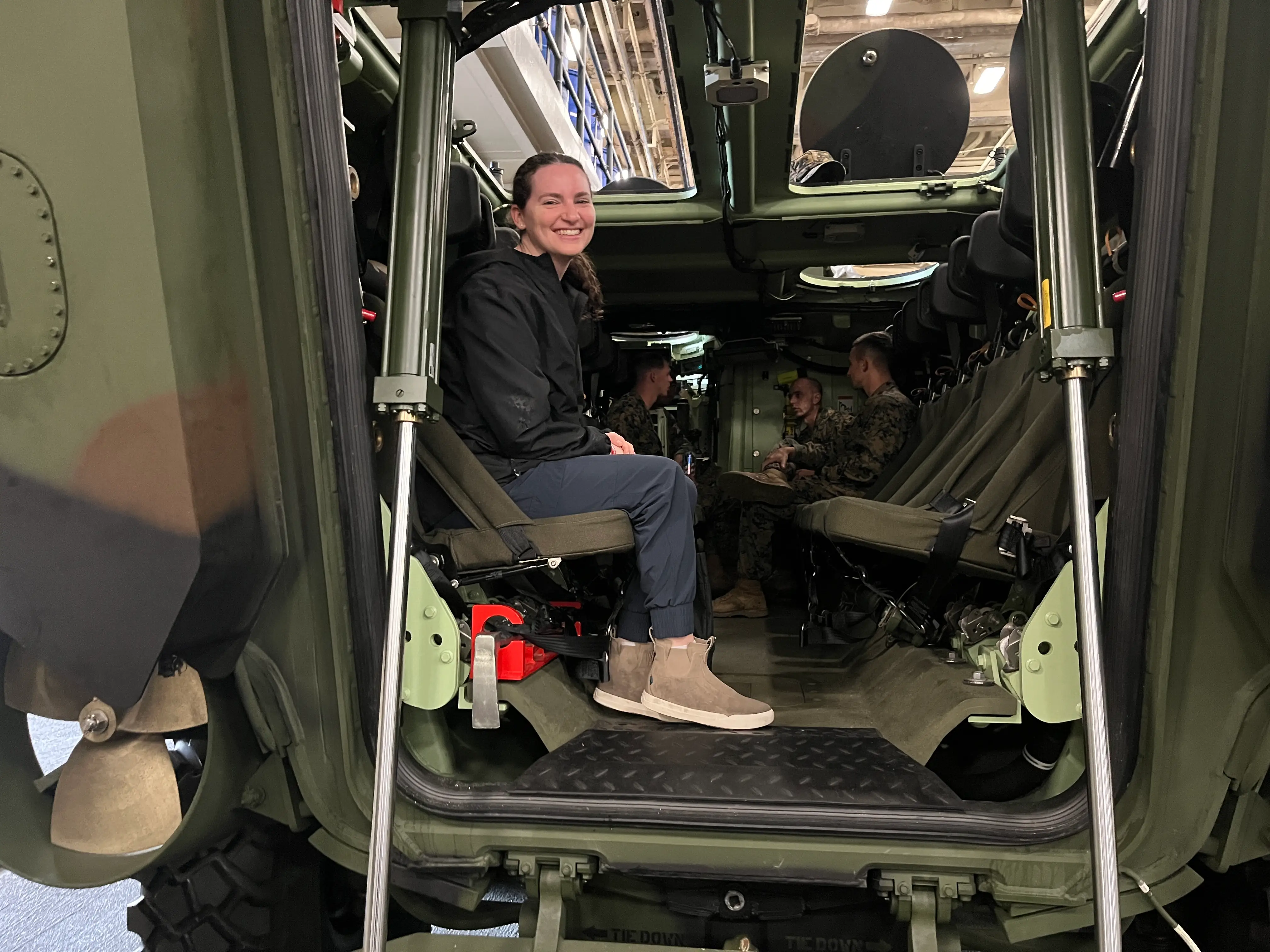 Inside a LAV-25, an amphibious reconnaissance vehicle.