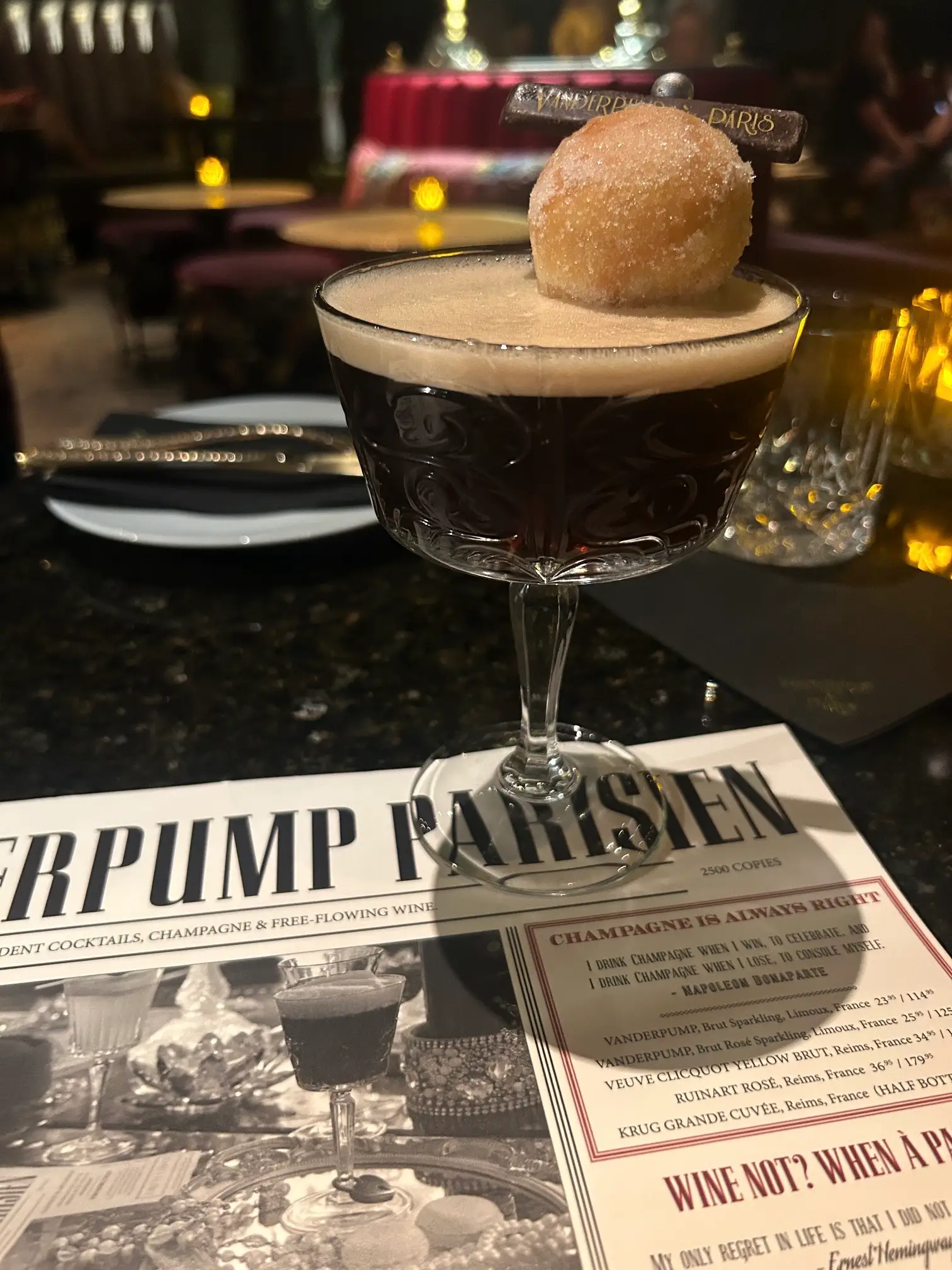 Espresso martini at Vanderpump a Paris