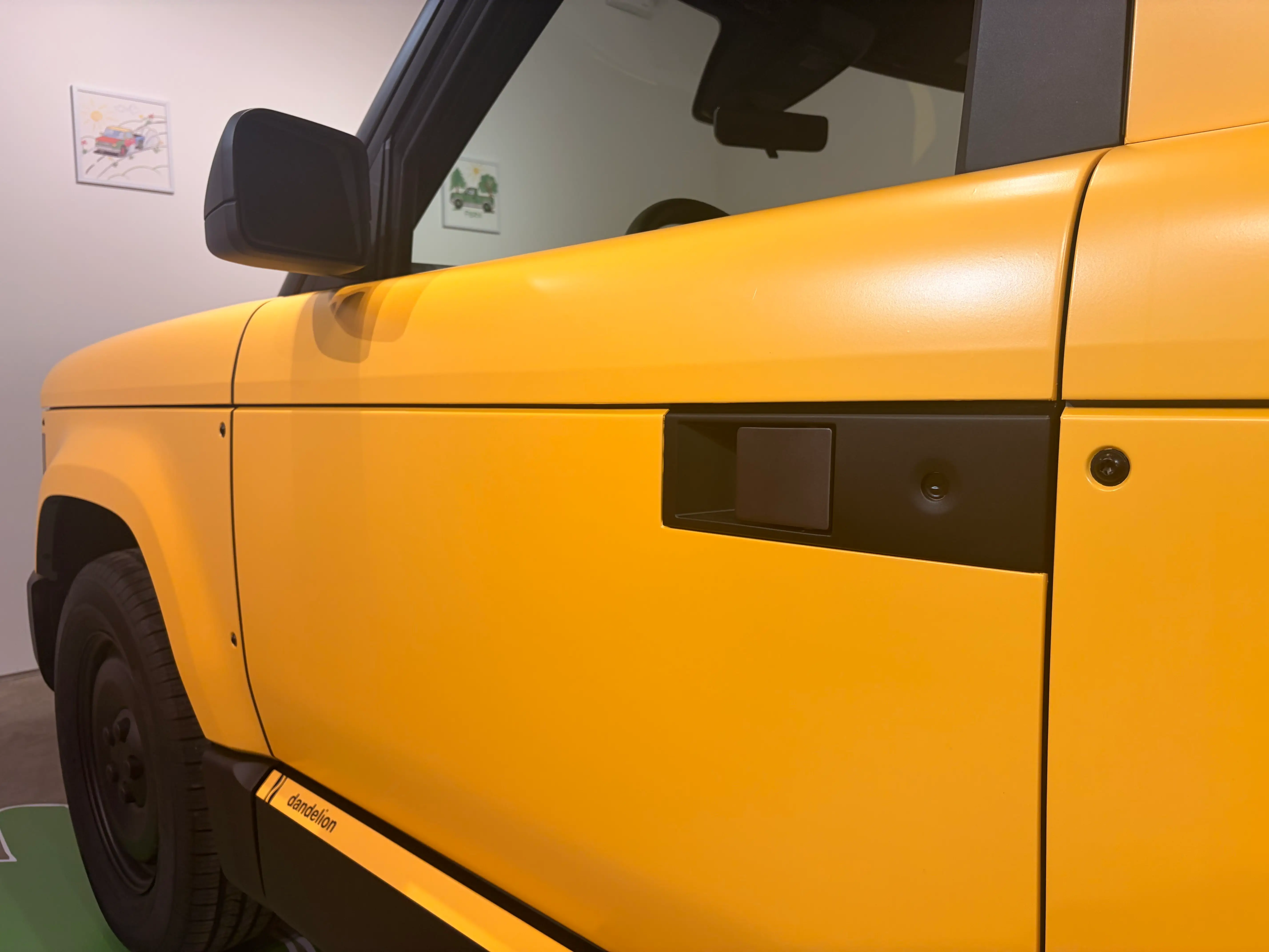 A close-up of Slate's driver's side door.