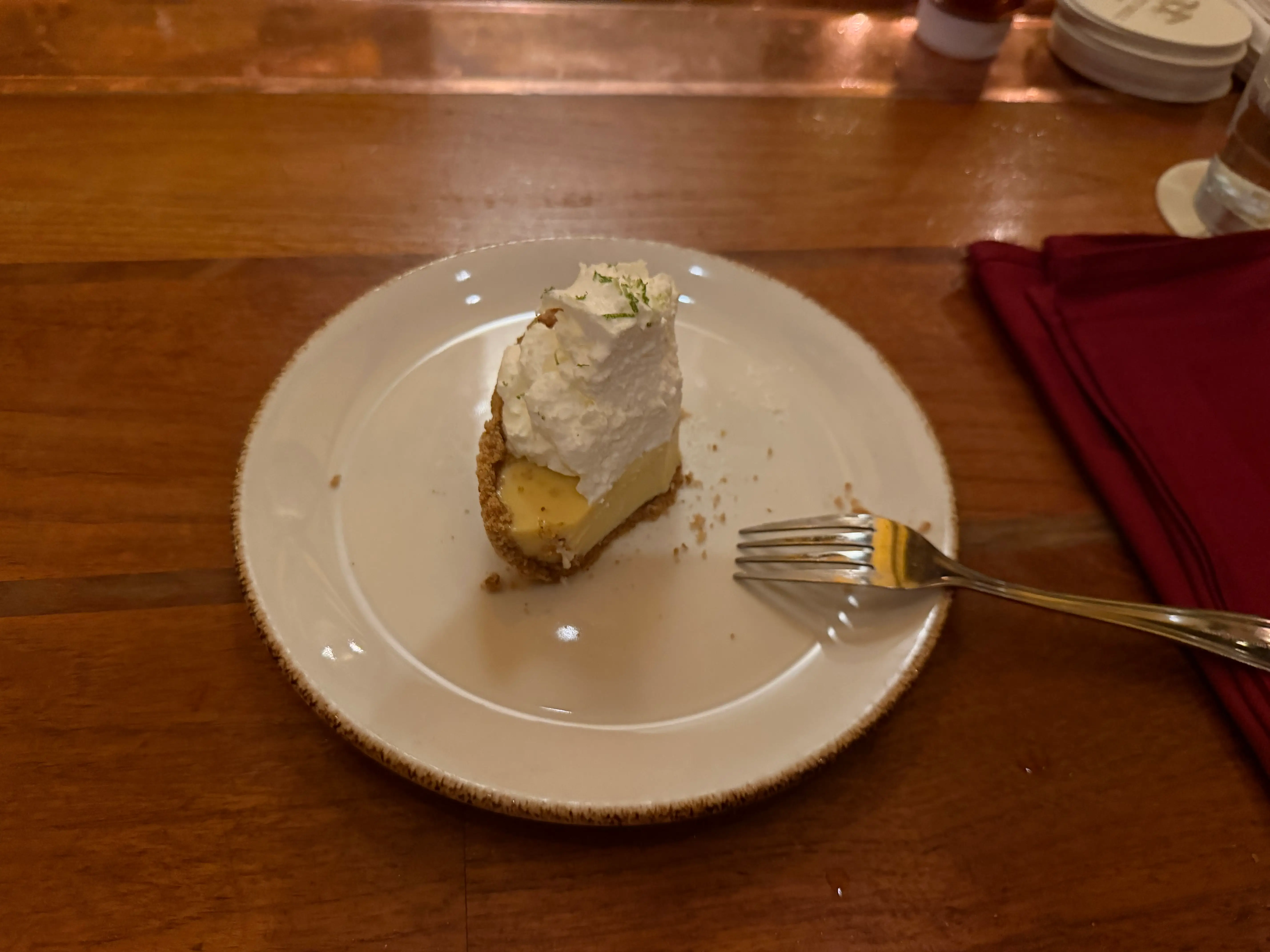 Bite of key lime pie at the Old Ebbitt Grill in Washington DC
