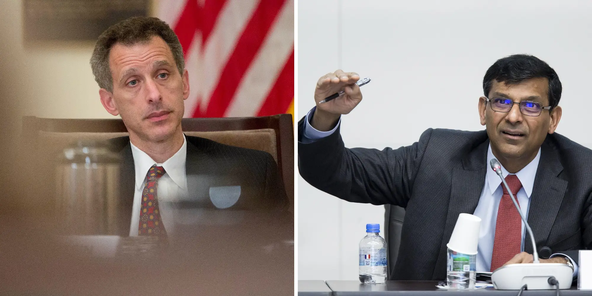 A composite image of Jeremy Stein, former governor of the Federal Reserve, and Raghuram Rajan, former governor of the Reserve Bank of India (RBI).