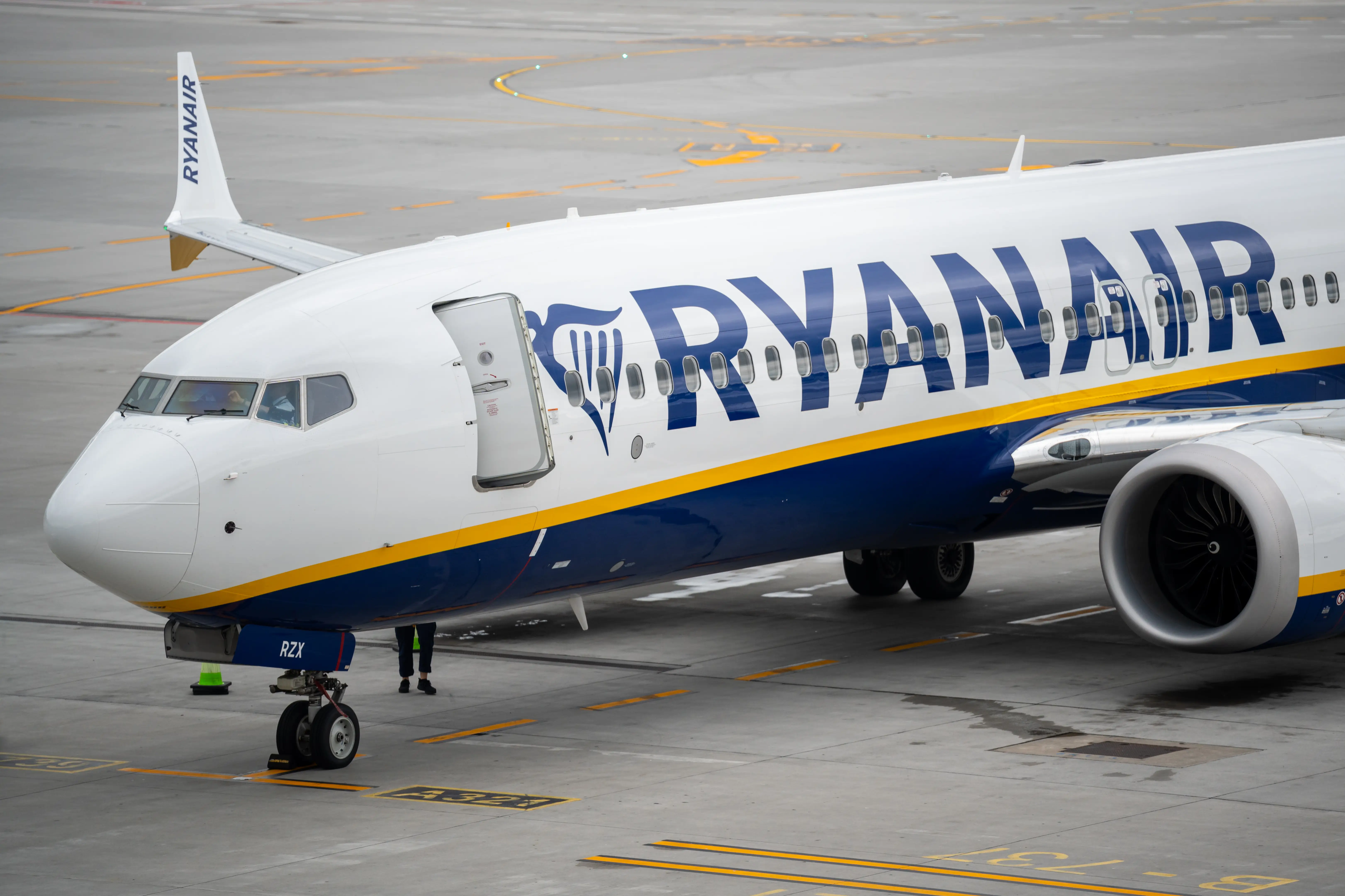 A Ryanair Boeing 737 MAX 8 aircraft is seen at John Paul II Krakow Balice International Airport in Krakow, Poland, on June 11, 2026.
