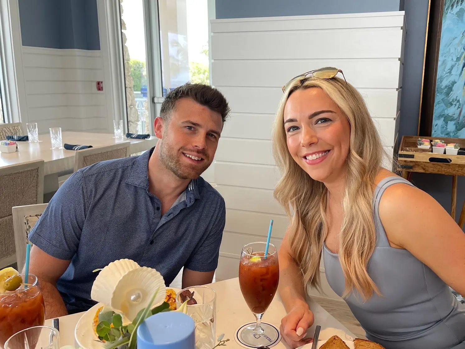 The author and her husband over brunch.
