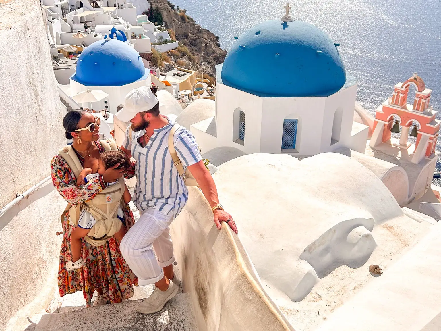 Cara Celeste and her husband in Santorini, Greece.