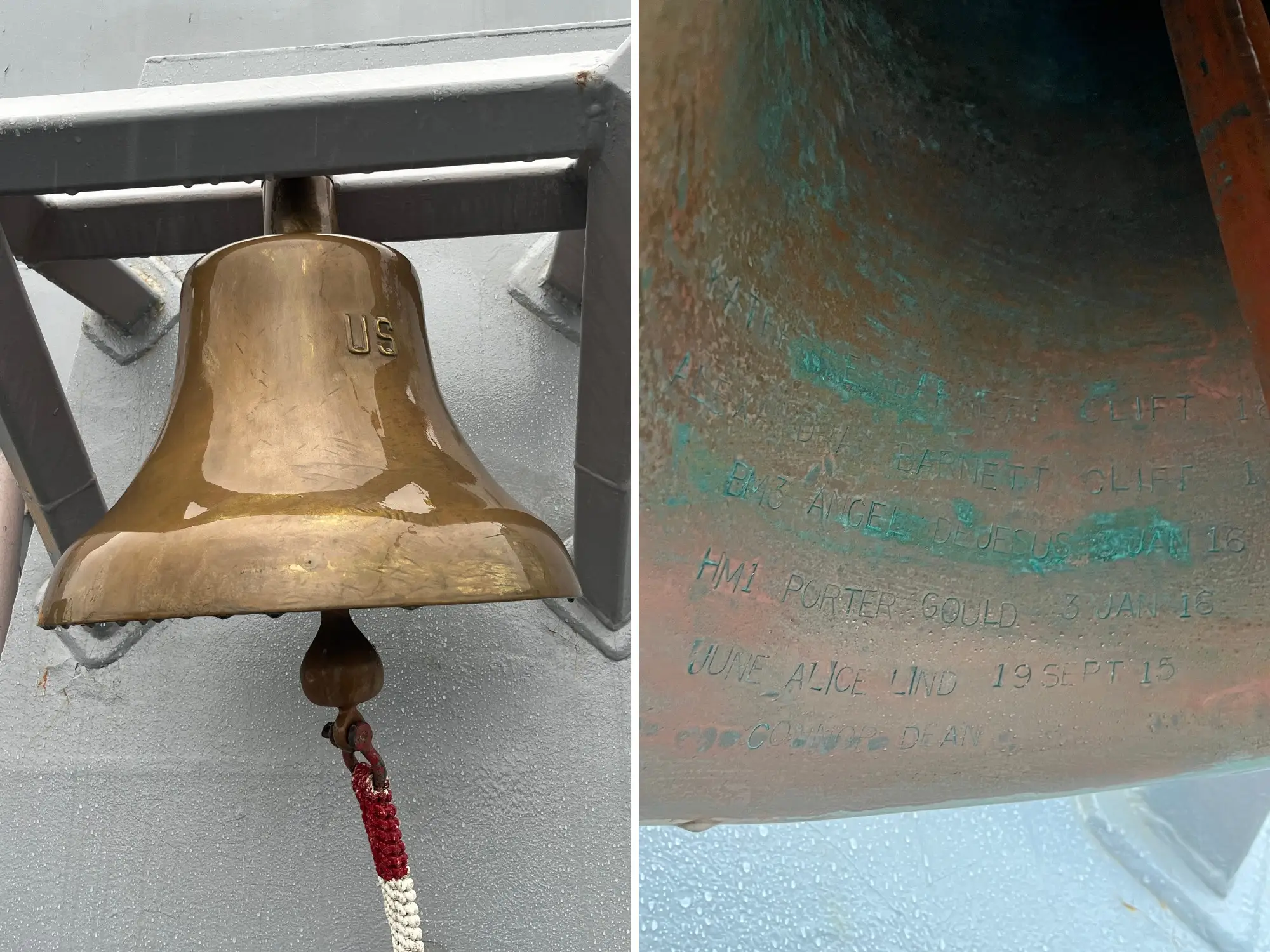 A bell on the USS Arlington.
