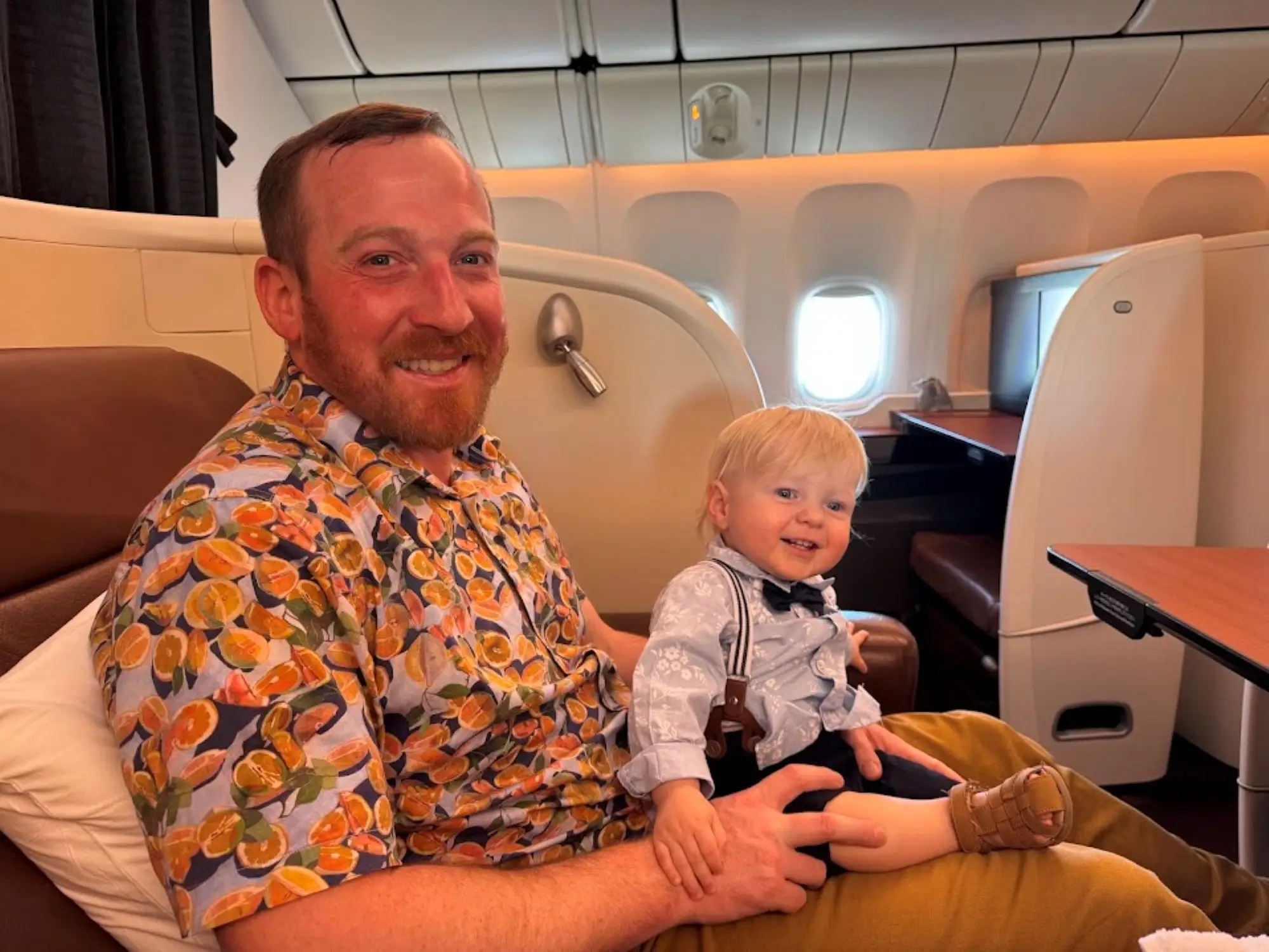 The author in the Japan Airlines' retro 